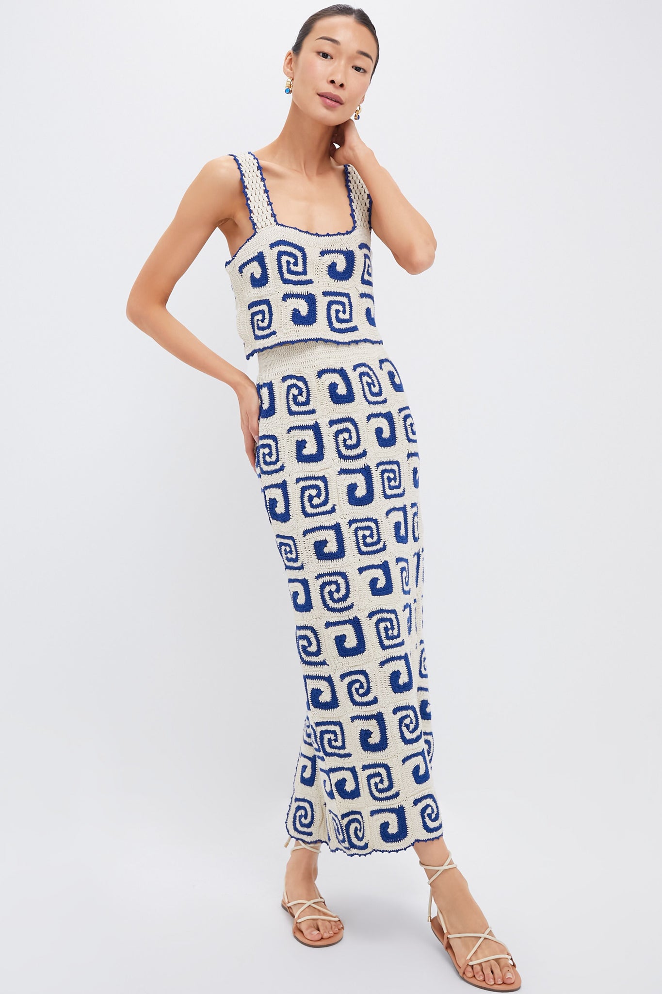 Blue Swirl Crochet Ana Skirt-Charming Tale Store