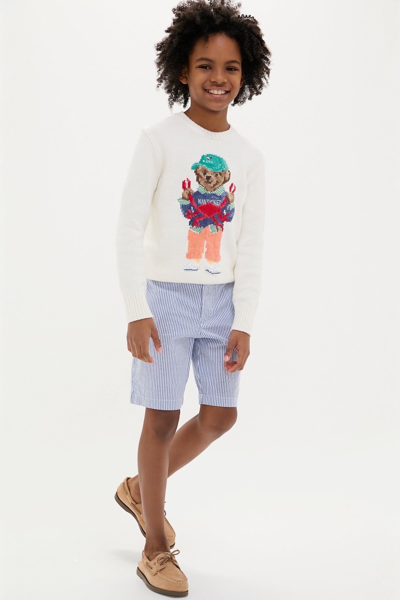 Boys Long-Sleeve Cotton Novelty Crab Bear Graphic Sweater-Charming Tale Store