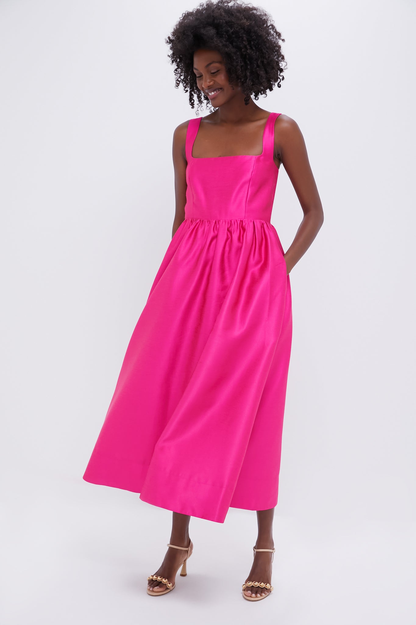 Hot Pink Dupioni Esme Dress-Charming Tale Store