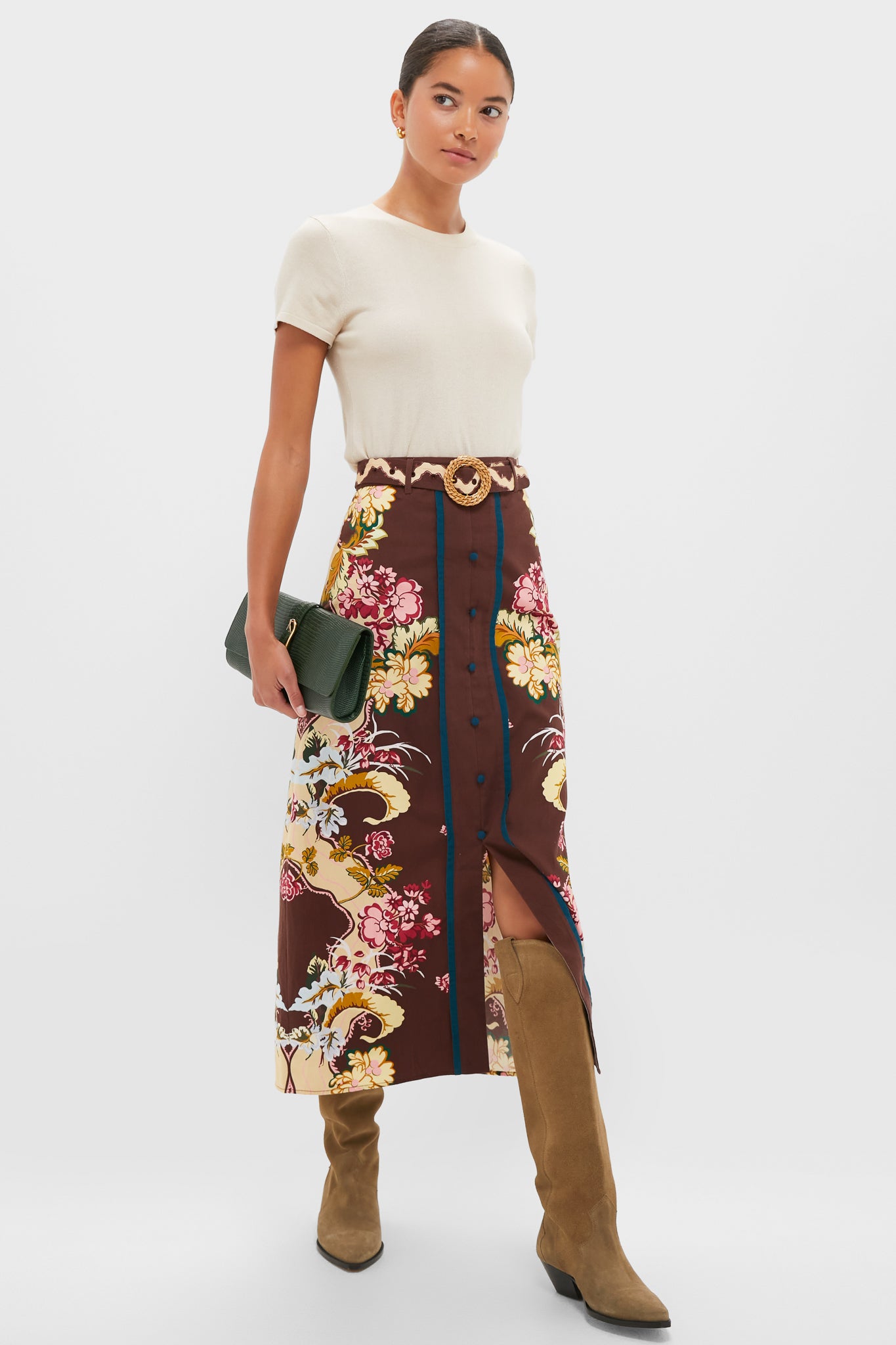 Chocolate Floral Portia Skirt-Charming Tale Store