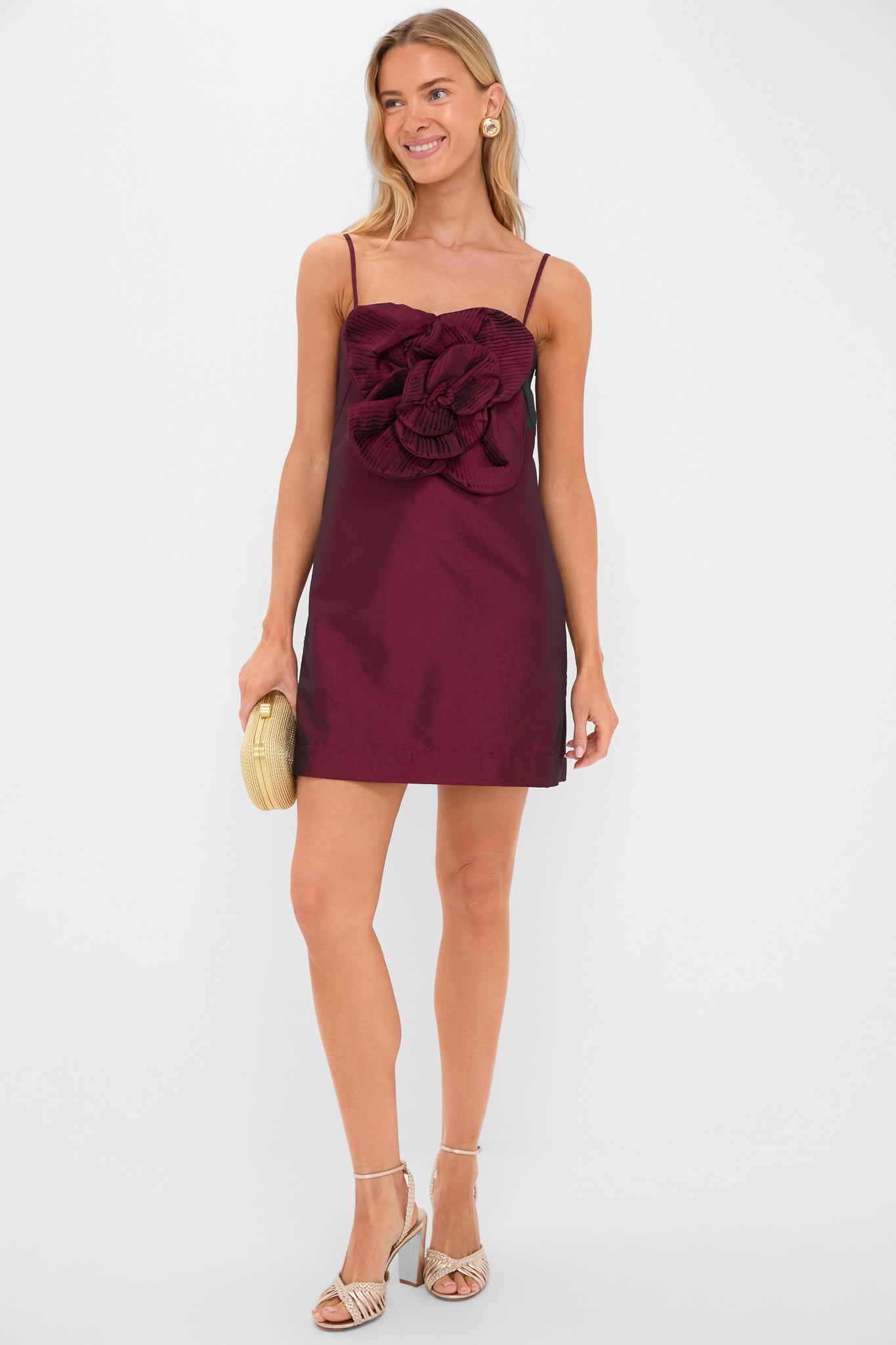 Burgundy Noche de Ti Embellished Mini Dress-Charming Tale Store