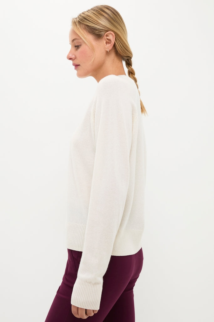 Buttercream Washable Cashmere Malcolm Crewneck-Charming Tale Store