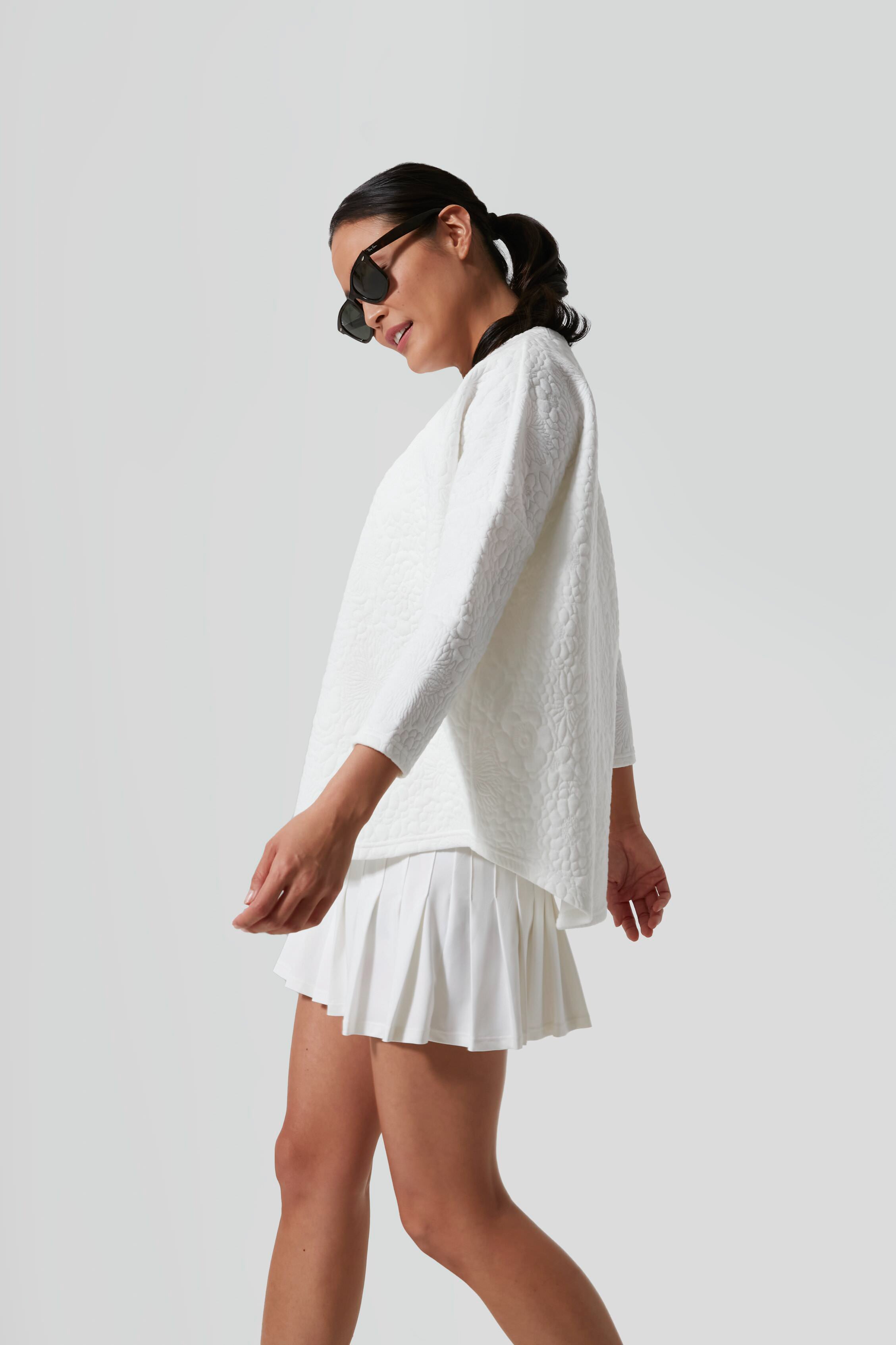 White Fleur Ally Swing Sweatshirt-Charming Tale Store