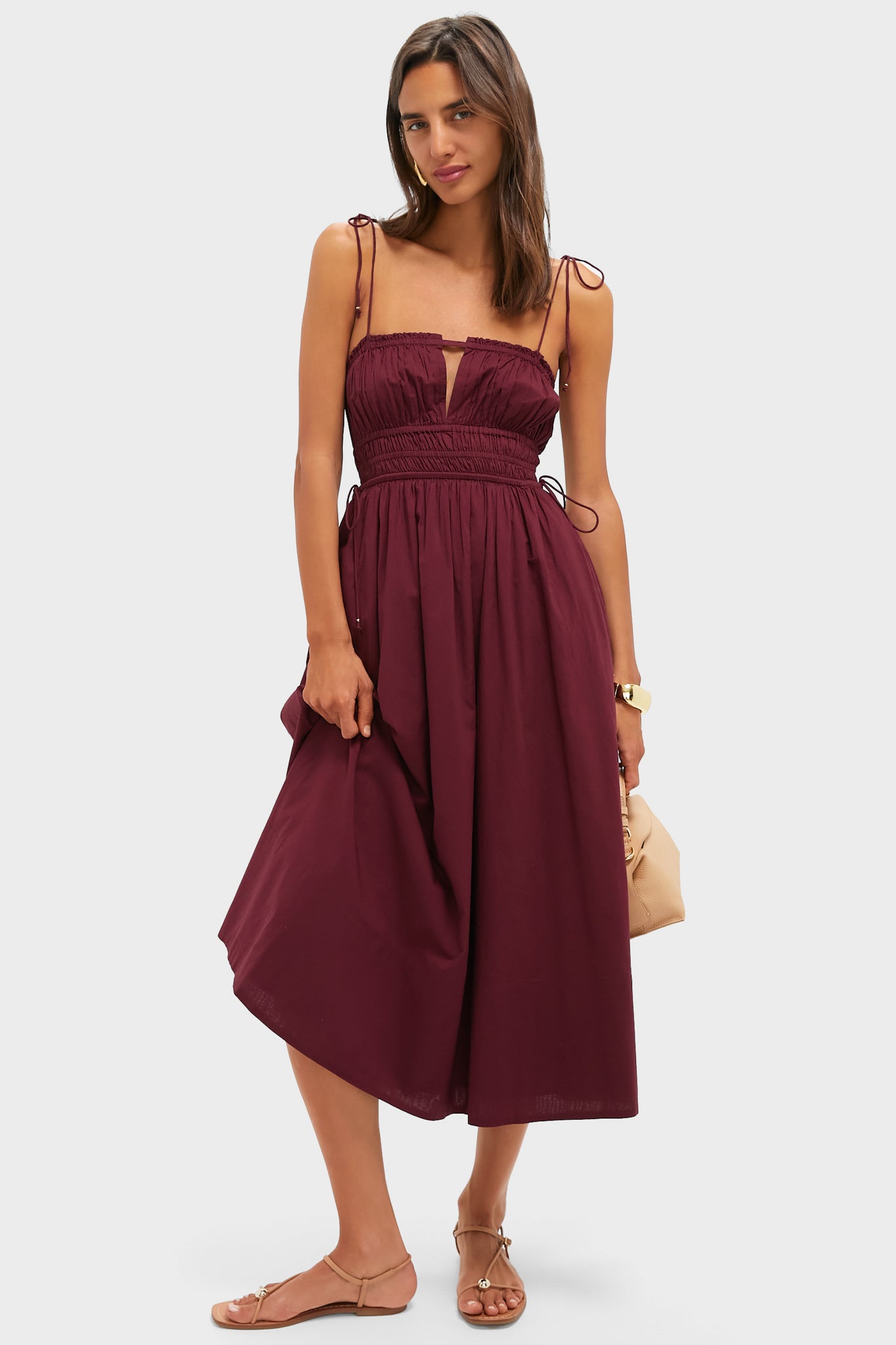 Bordeaux Eldora Midi Dress-Charming Tale Store