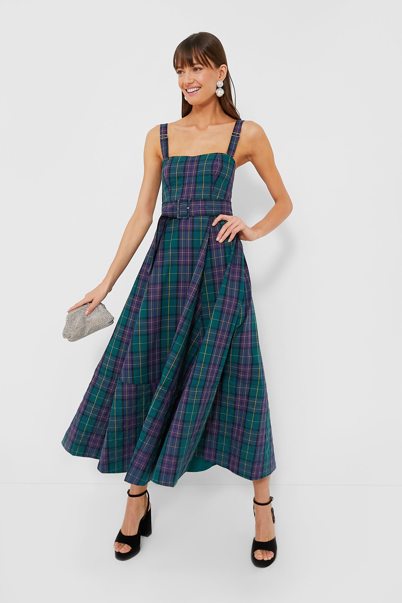 Green Tartan Plaid Thandy Dress-Charming Tale Store