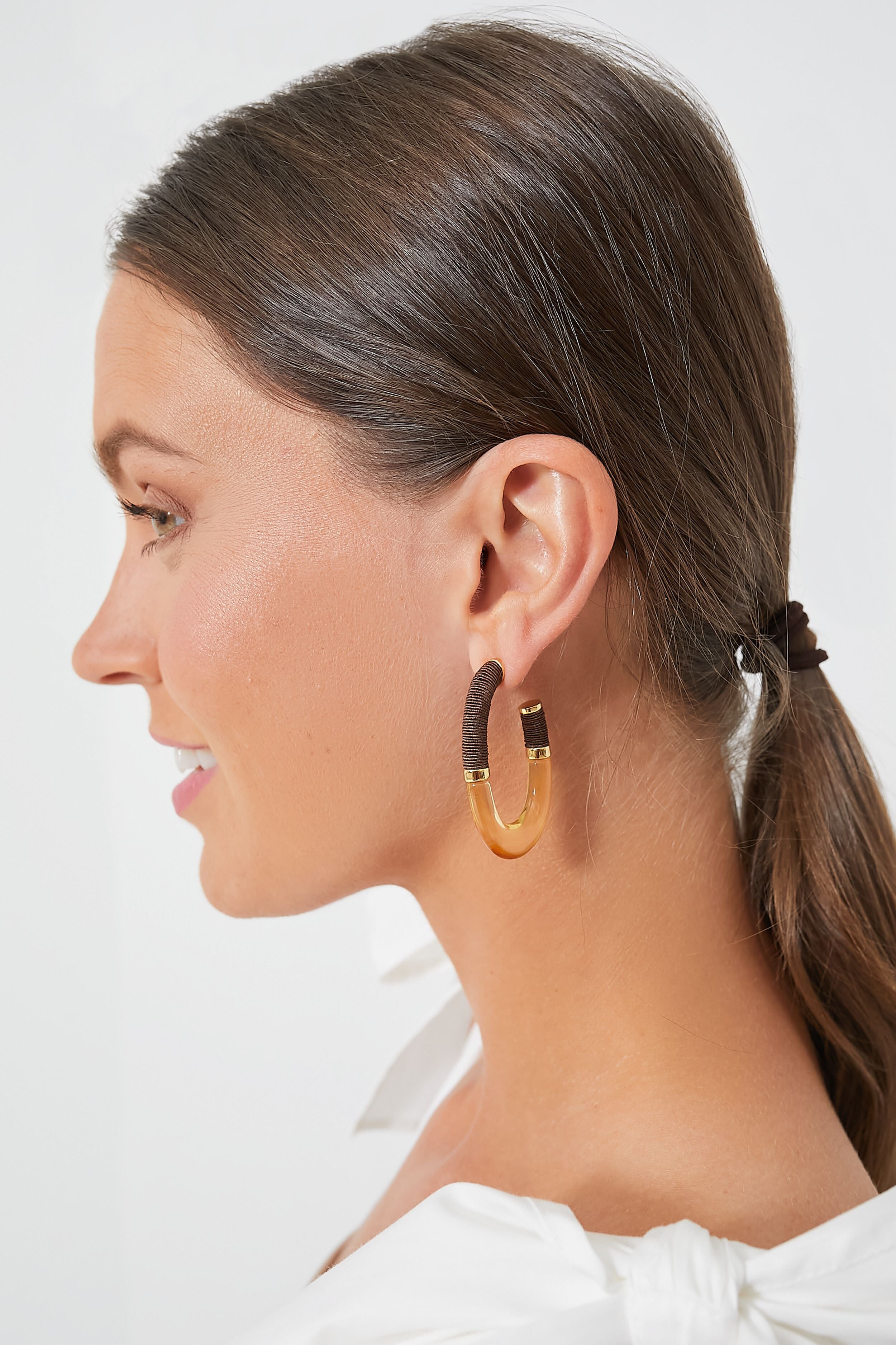 Chestnut Zuri Hoop Earrings-Charming Tale Store