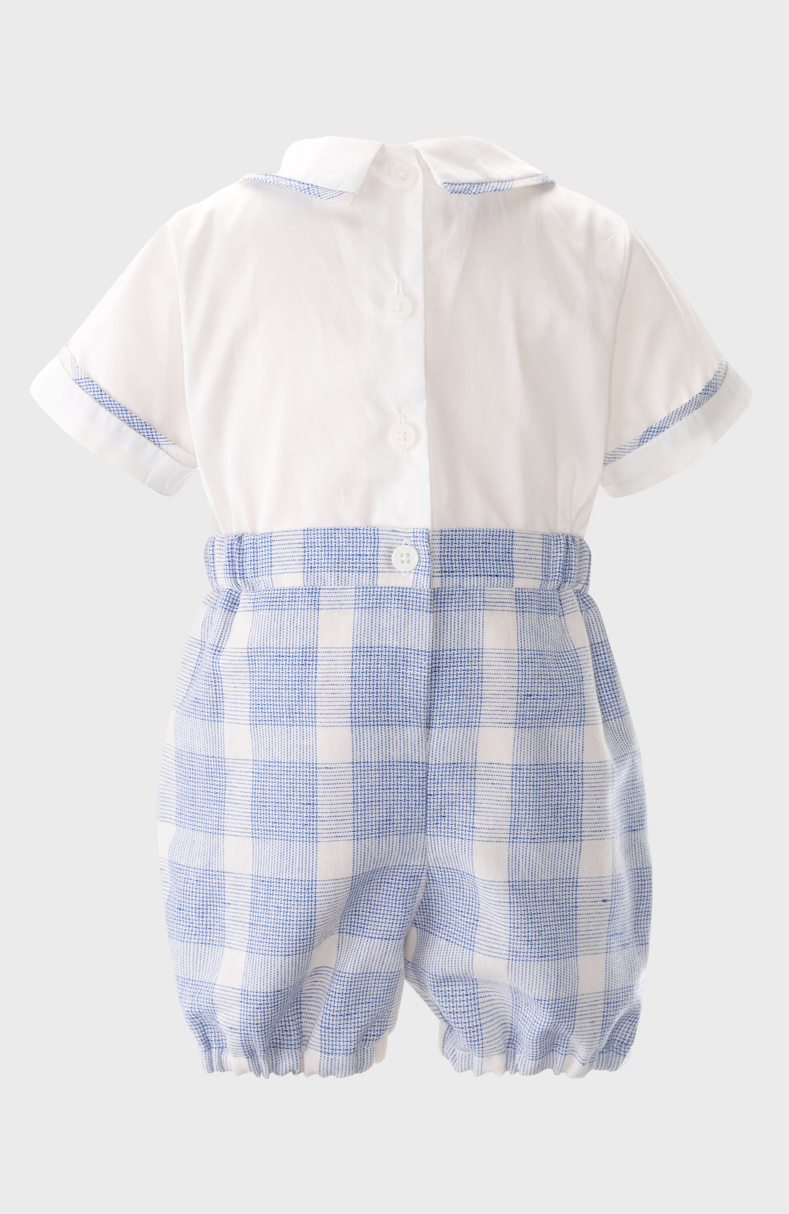 Seersucker Check Short Romper-Charming Tale Store