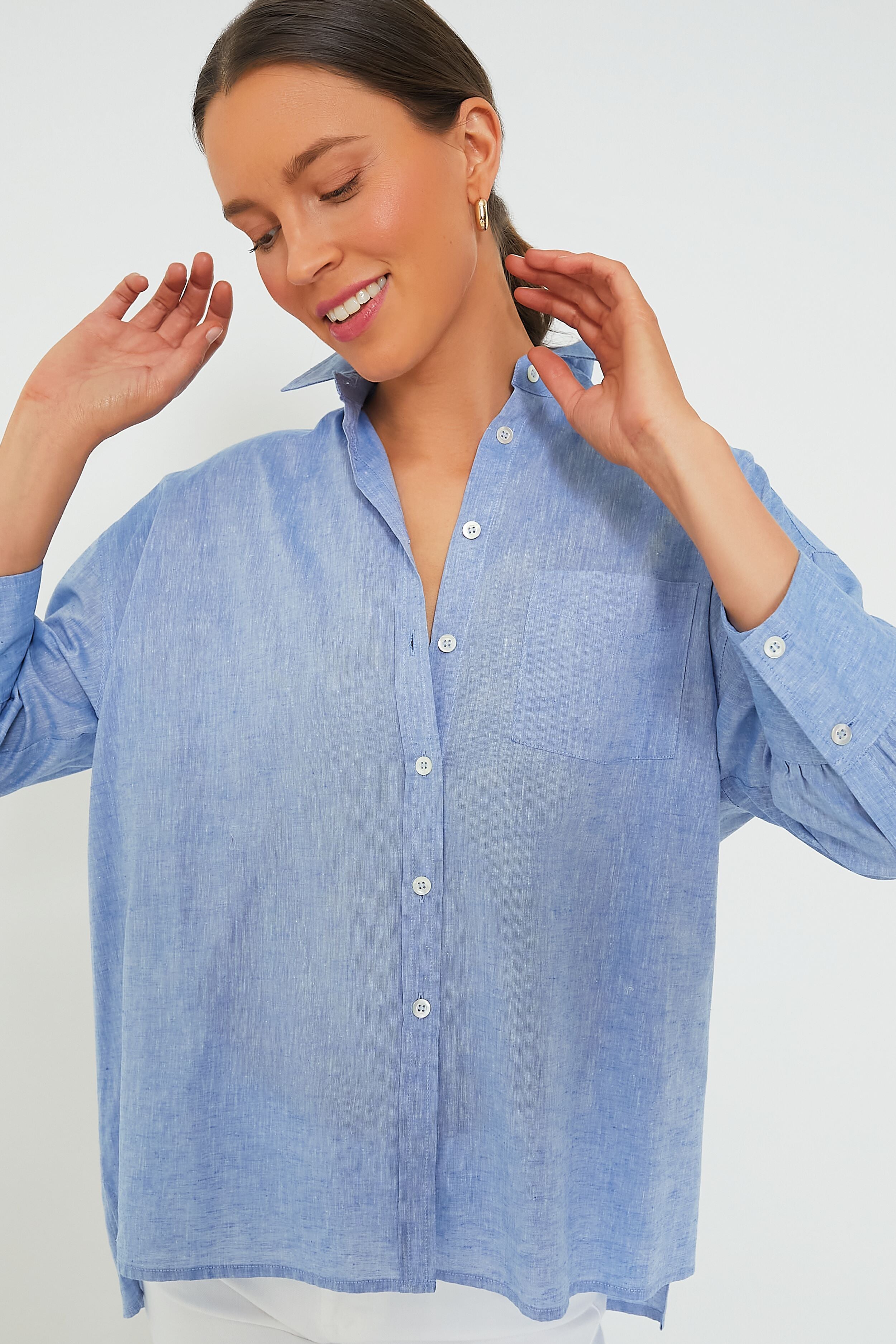 Chambray Adair Boyfriend Shirt-Charming Tale Store