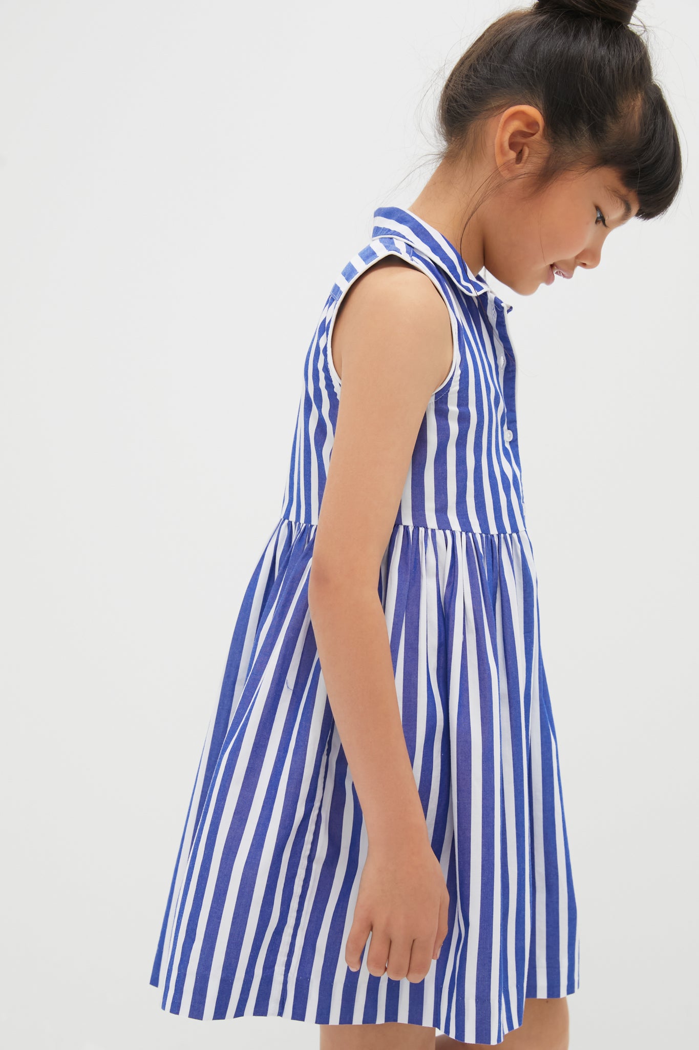 Sleeveless Cotton Striped Shirt Dress-Charming Tale Store