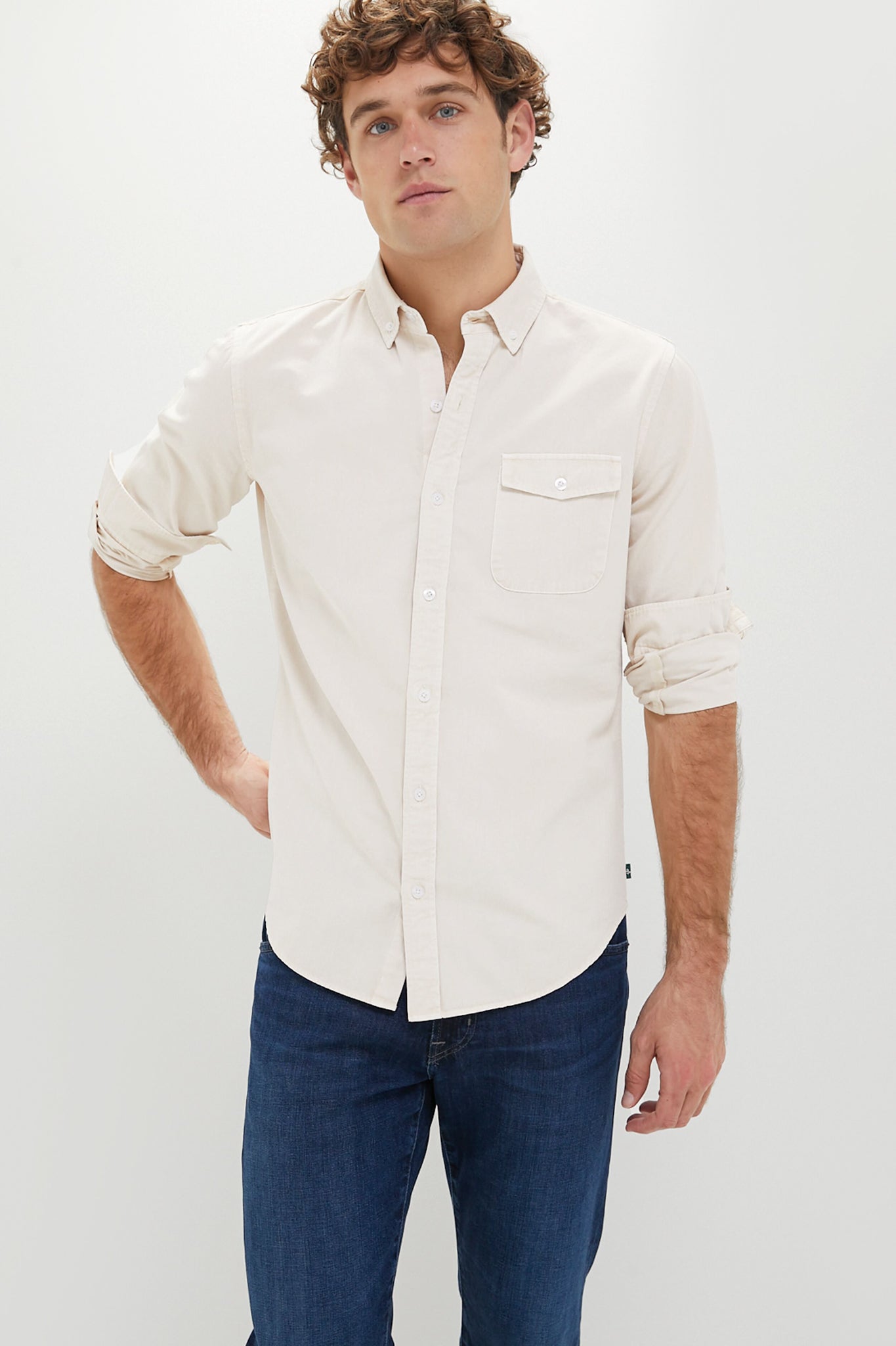 Sandstone Washed Denim Shirt-Charming Tale Store