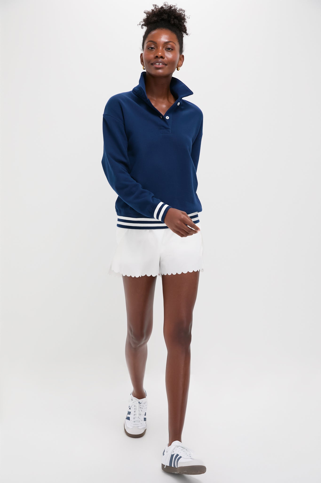 White Scallop Performance Jersey Marisa Short-Charming Tale Store