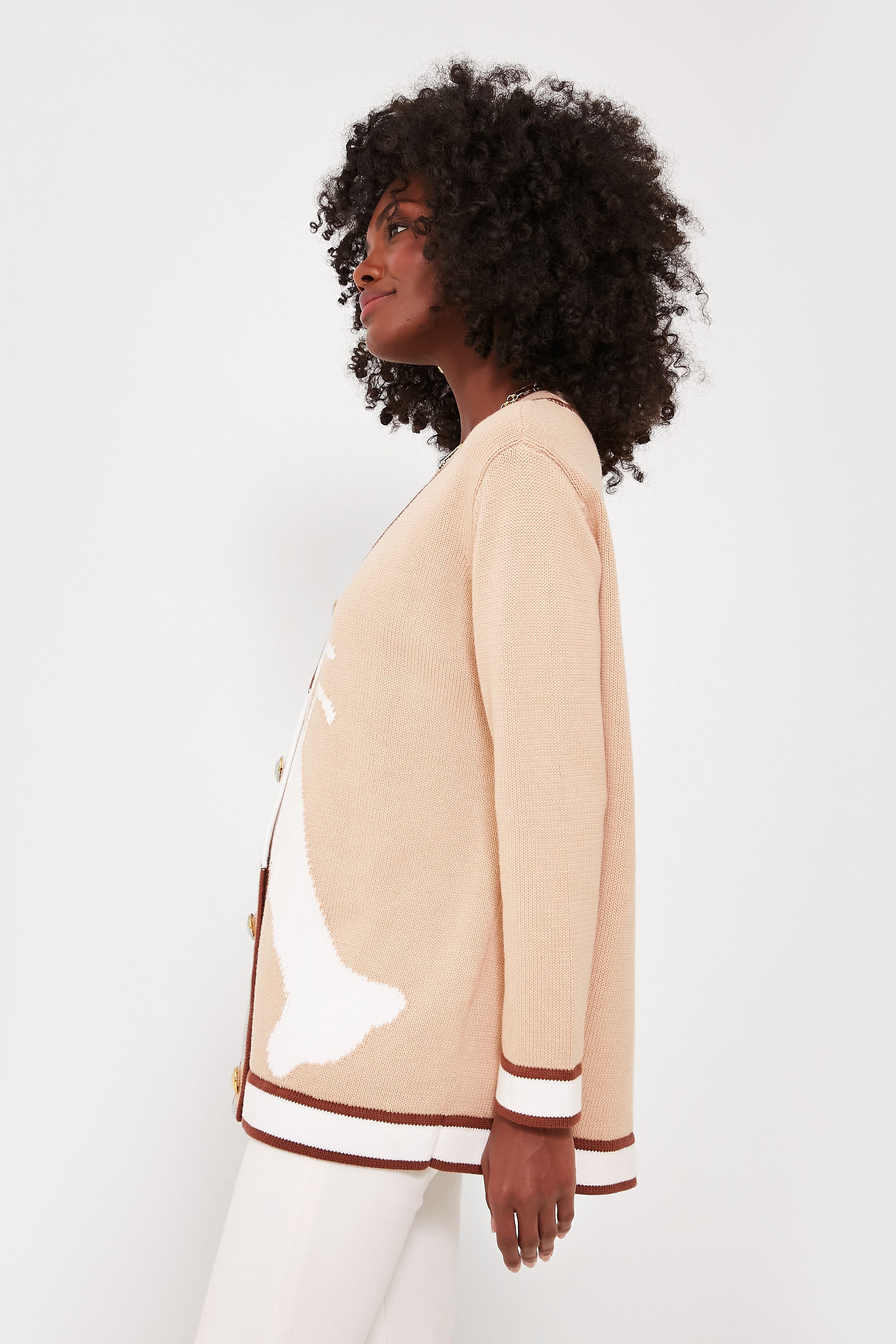 Tan Lobster Cotton Lauren Cardigan-Charming Tale Store