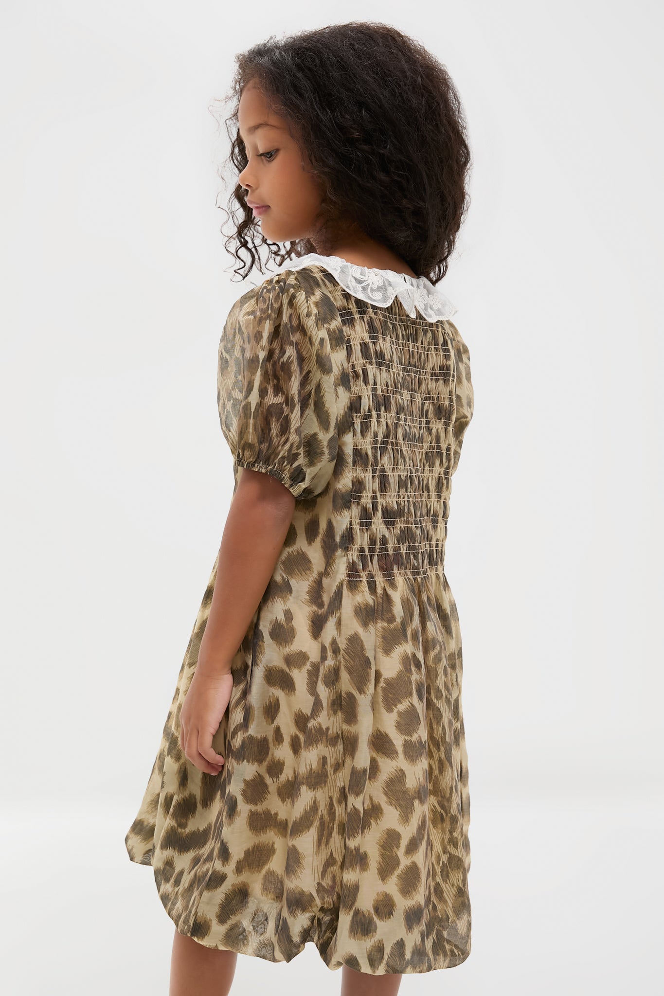 Cream Claude Print Bubble Dress-Charming Tale Store