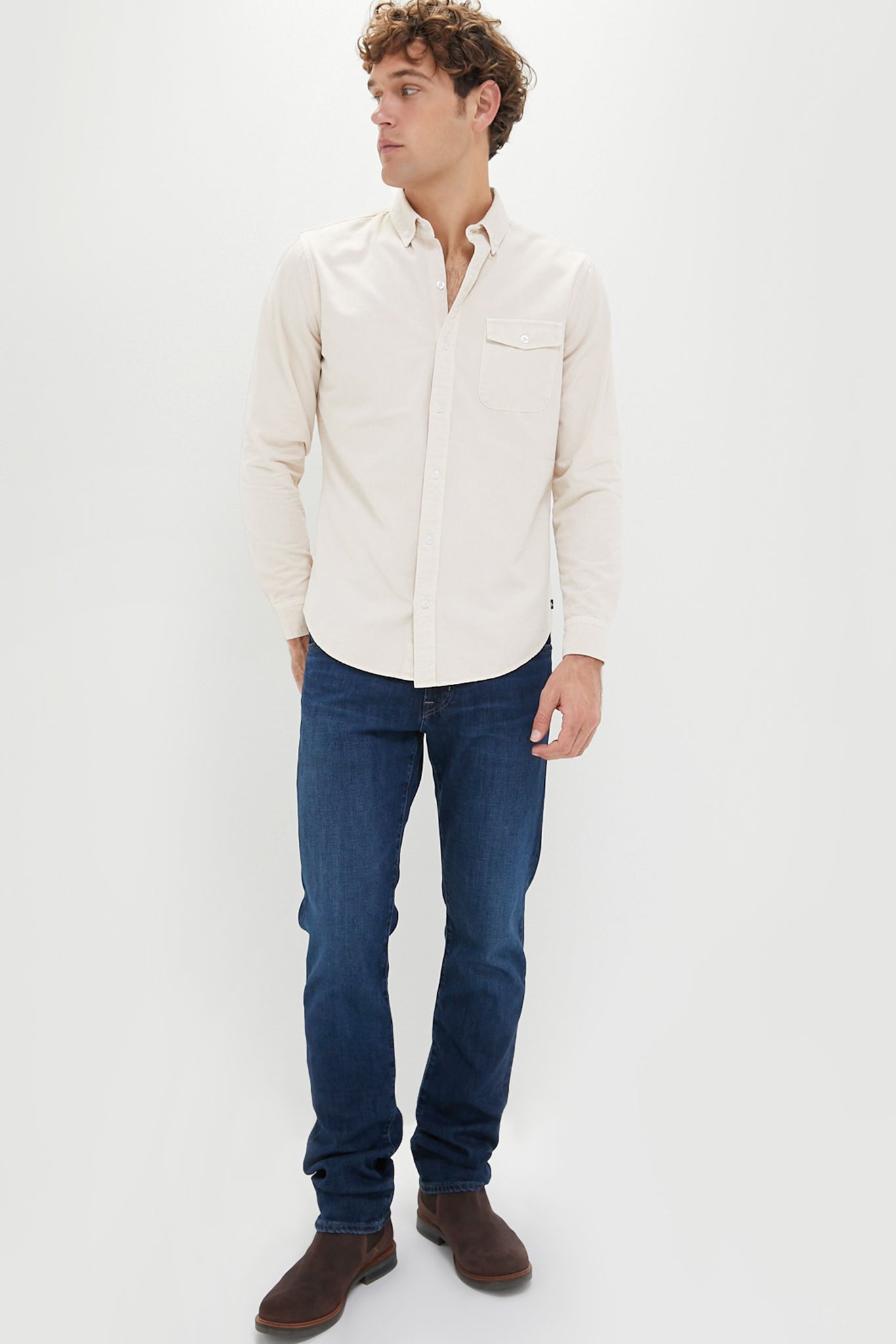 Sandstone Washed Denim Shirt-Charming Tale Store