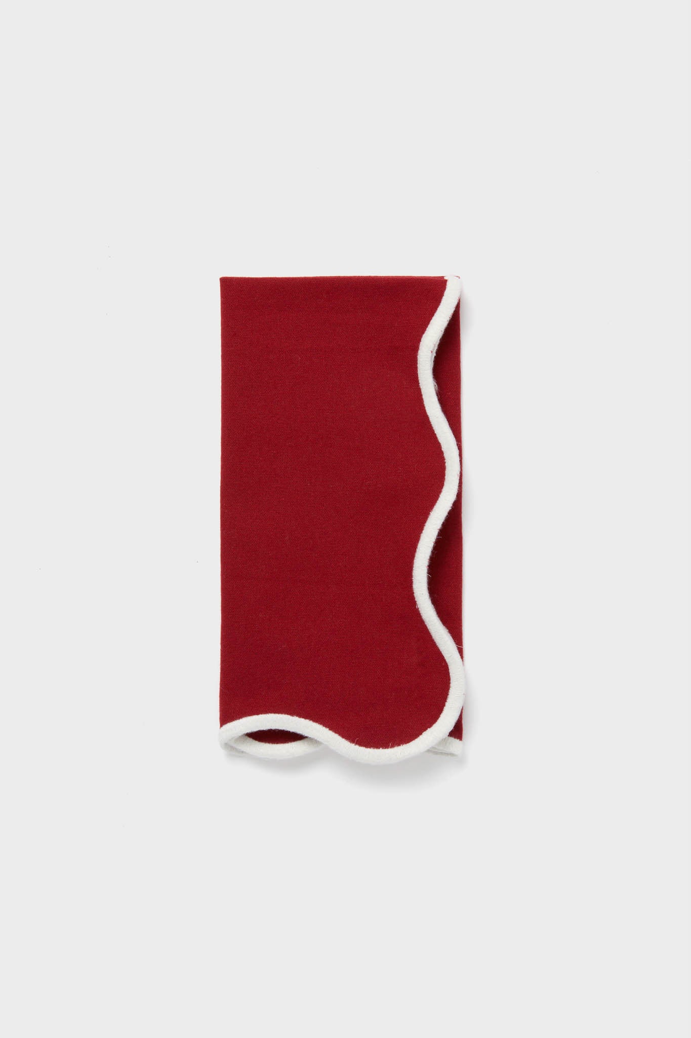 Cranberry and White Scalloped Napkins Set of 4-Charming Tale Store