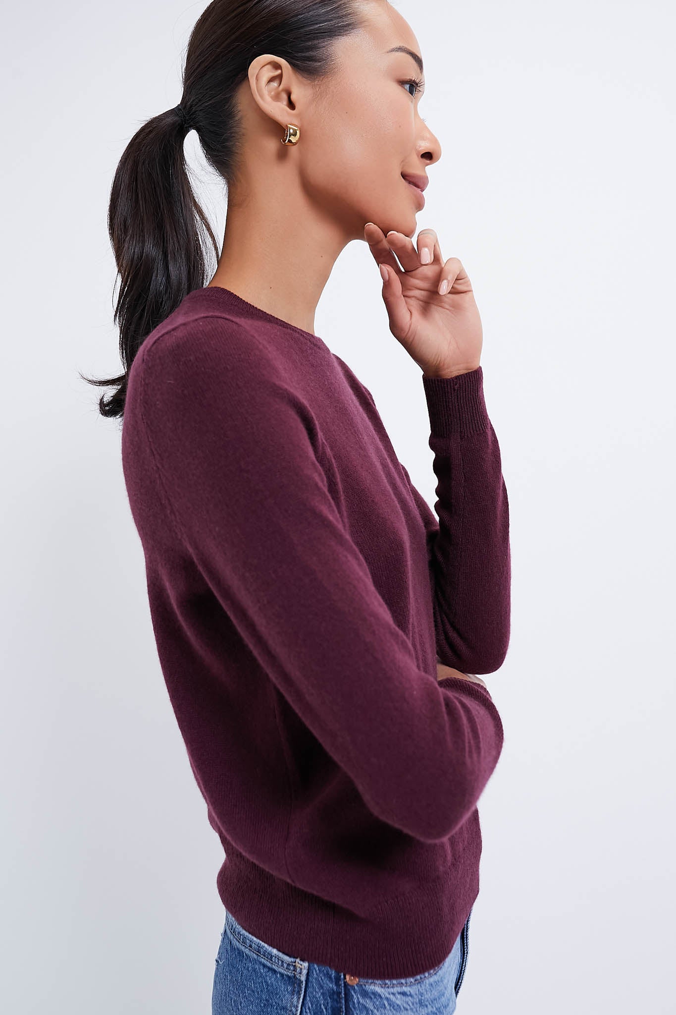 Winetasting Cashmere Crewneck Sweater-Charming Tale Store