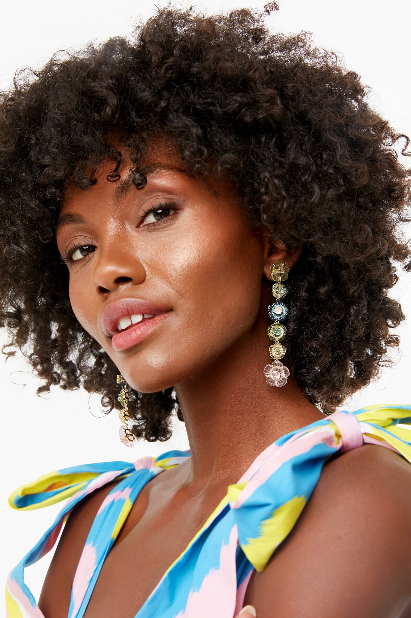 Chinoiserie Long Floral Drop Earrings-Charming Tale Store