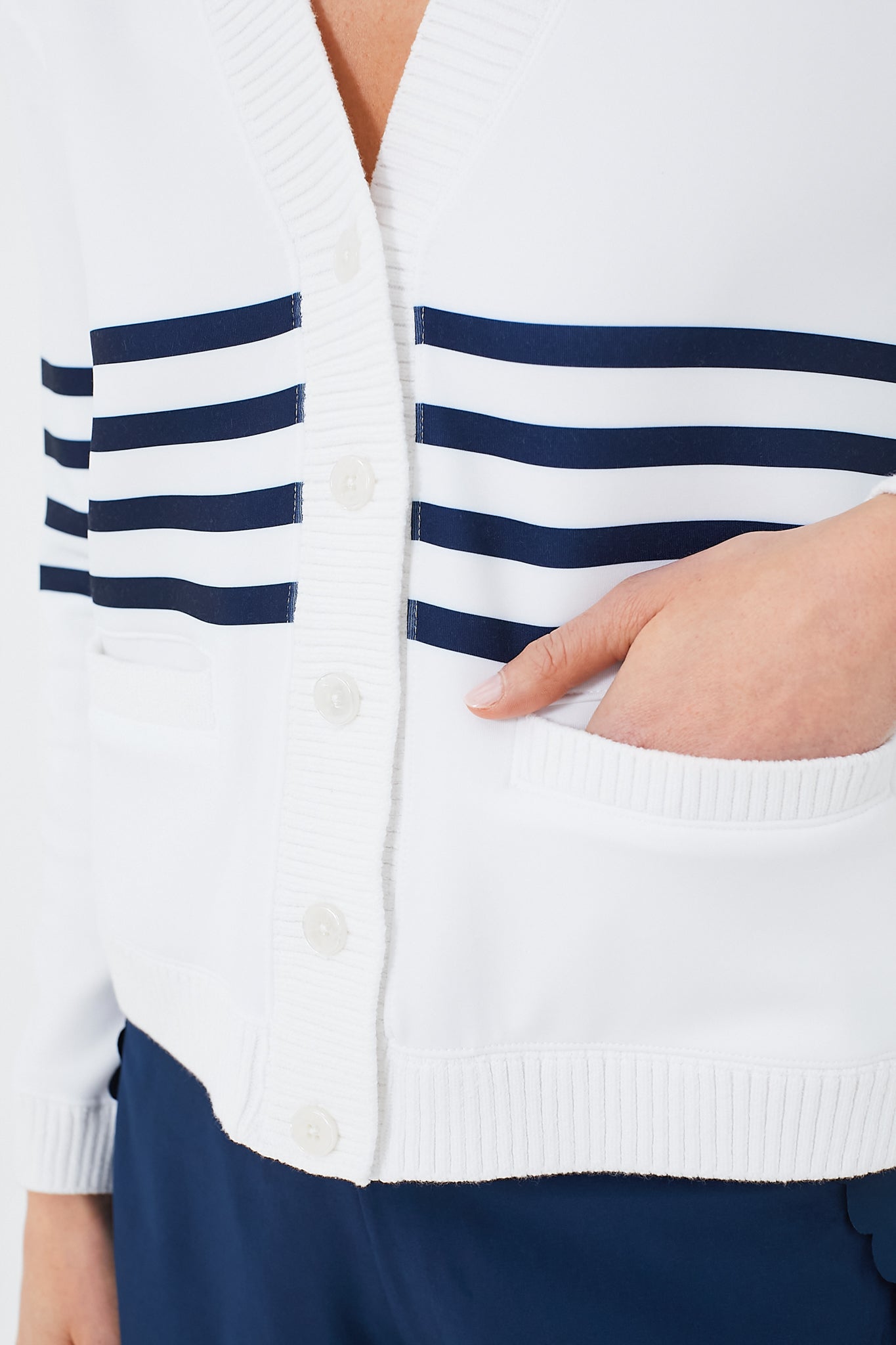 White Striped Charley Cardigan-Charming Tale Store