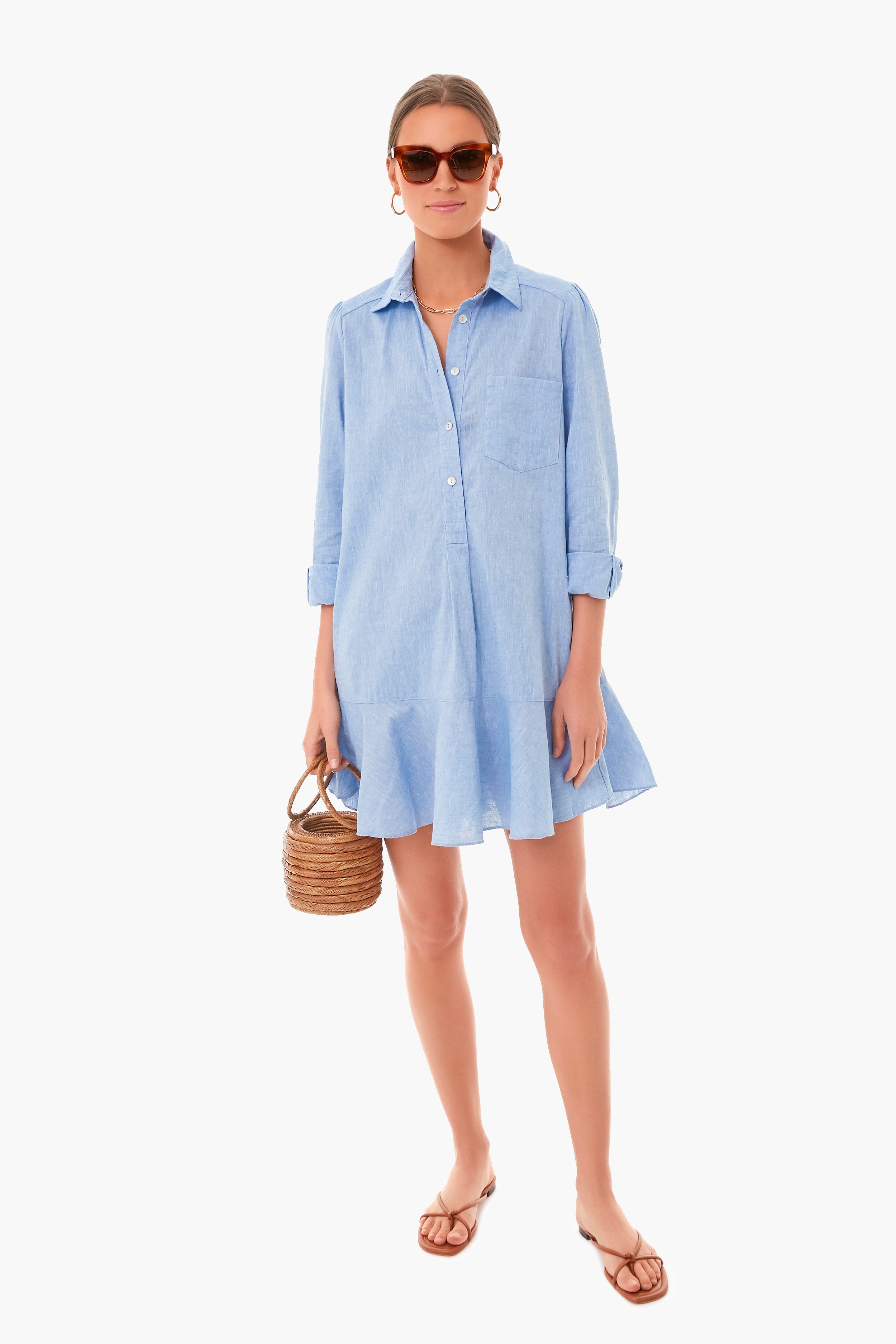 Chambray Callahan Shirt Dress-Charming Tale Store