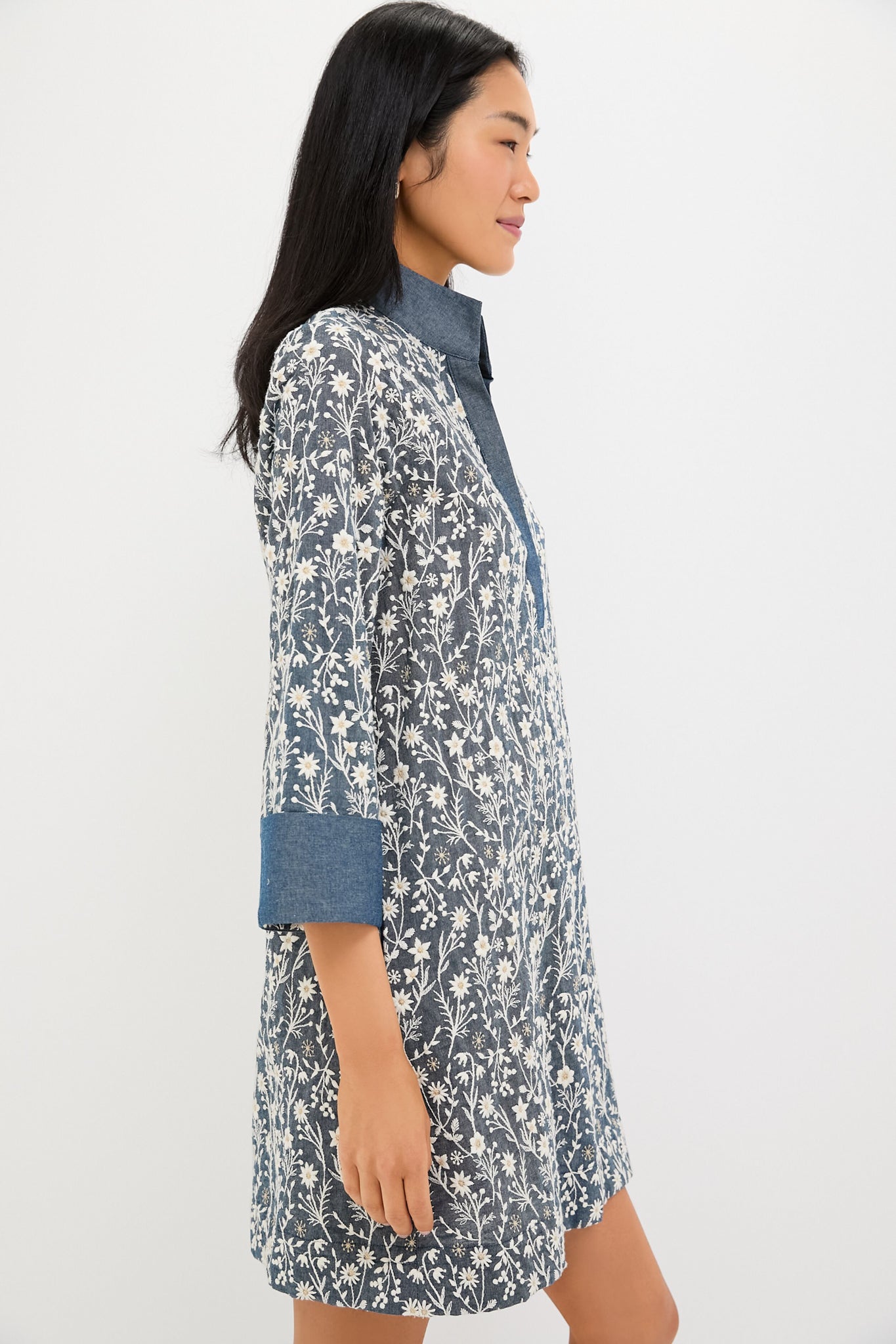 Embroidered Chambray Wildflower Meadows Megan Dress-Charming Tale Store