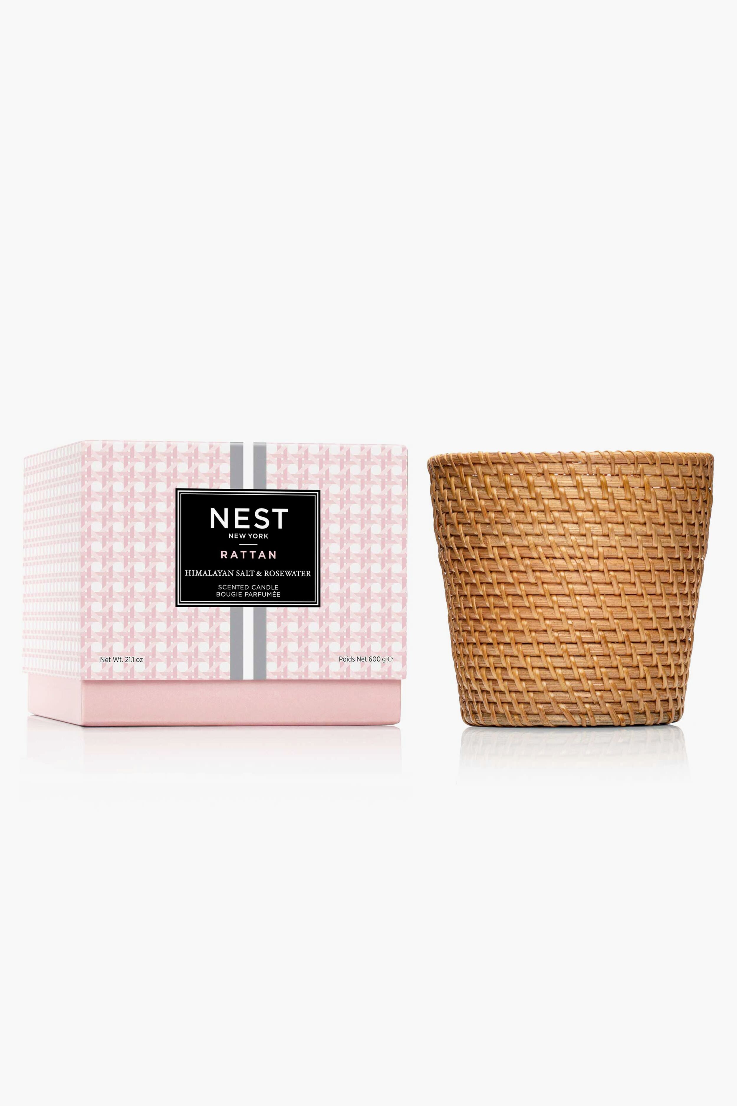 Rattan Himalayan Salt and Rosewater 3-Wick Candle-Charming Tale Store
