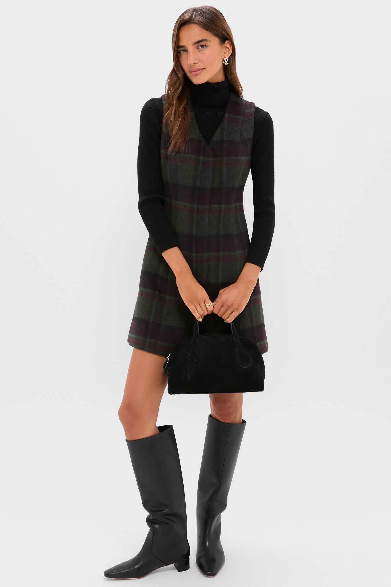 Forest Plaid Wool Mercer Dress-Charming Tale Store