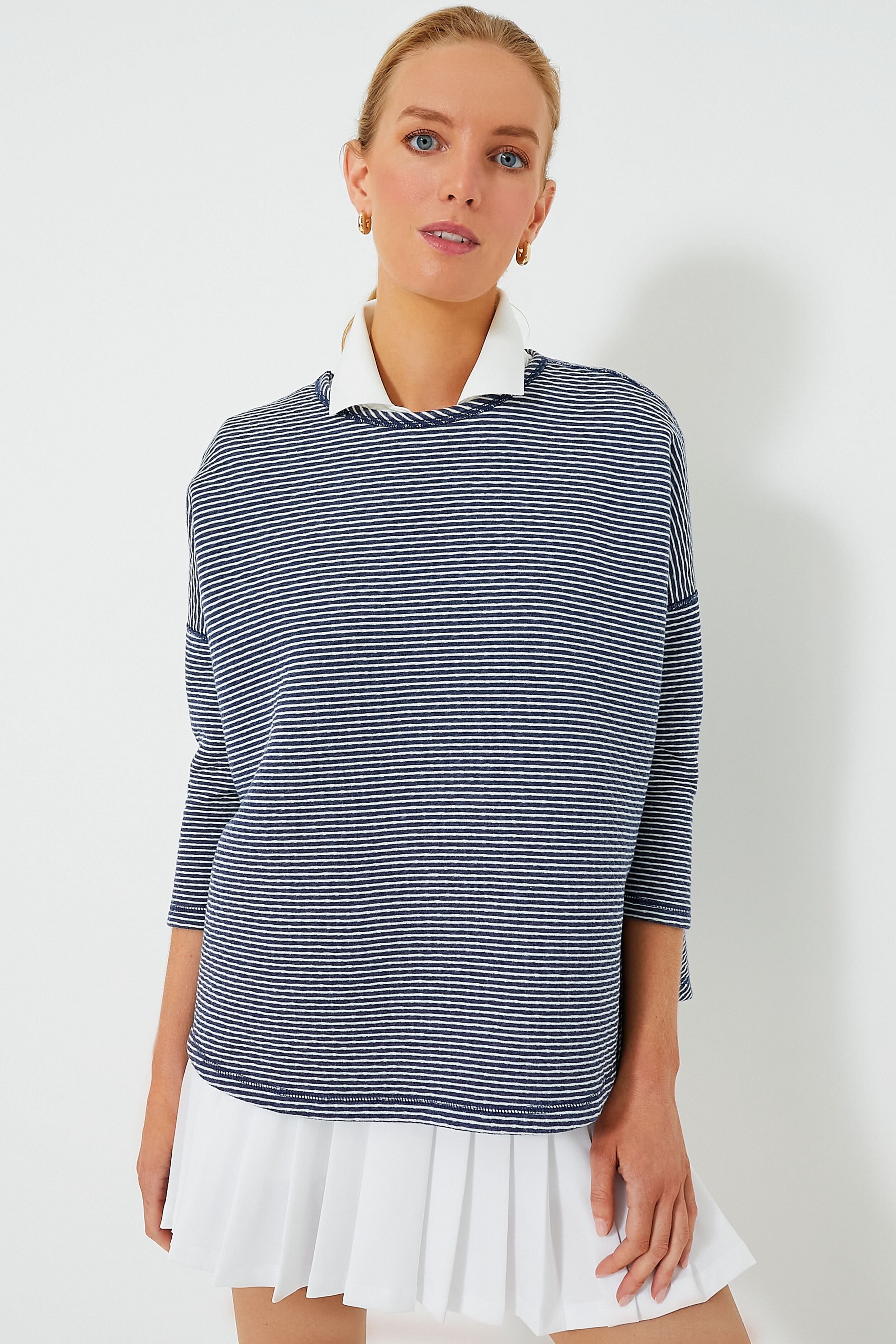 Heathered Navy Reversible Ally Swing Sweatshirt-Charming Tale Store