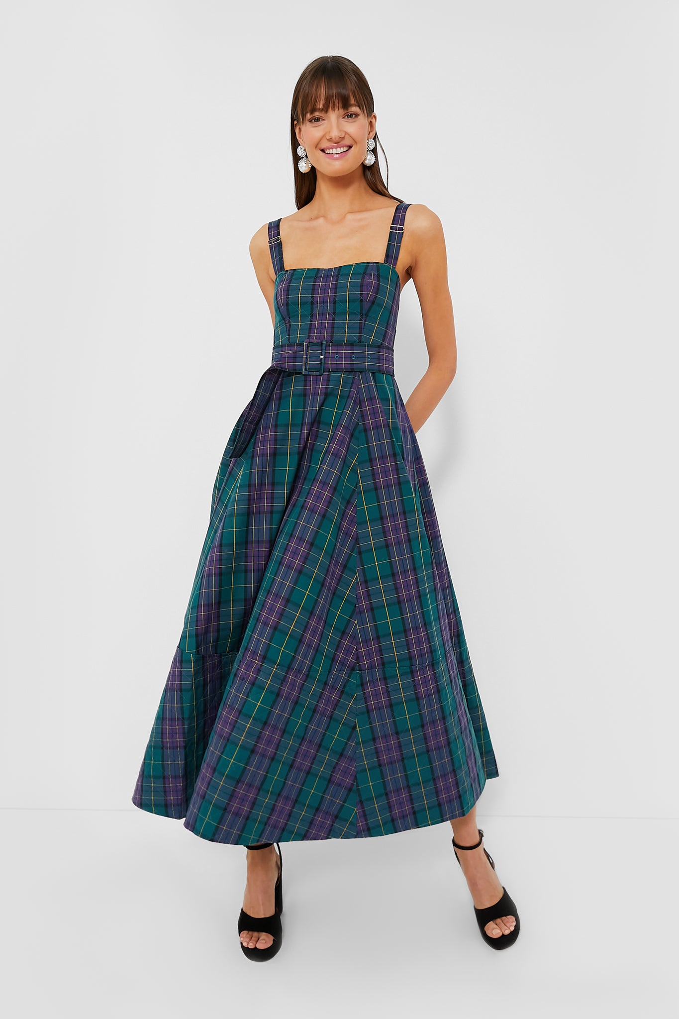 Green Tartan Plaid Thandy Dress-Charming Tale Store