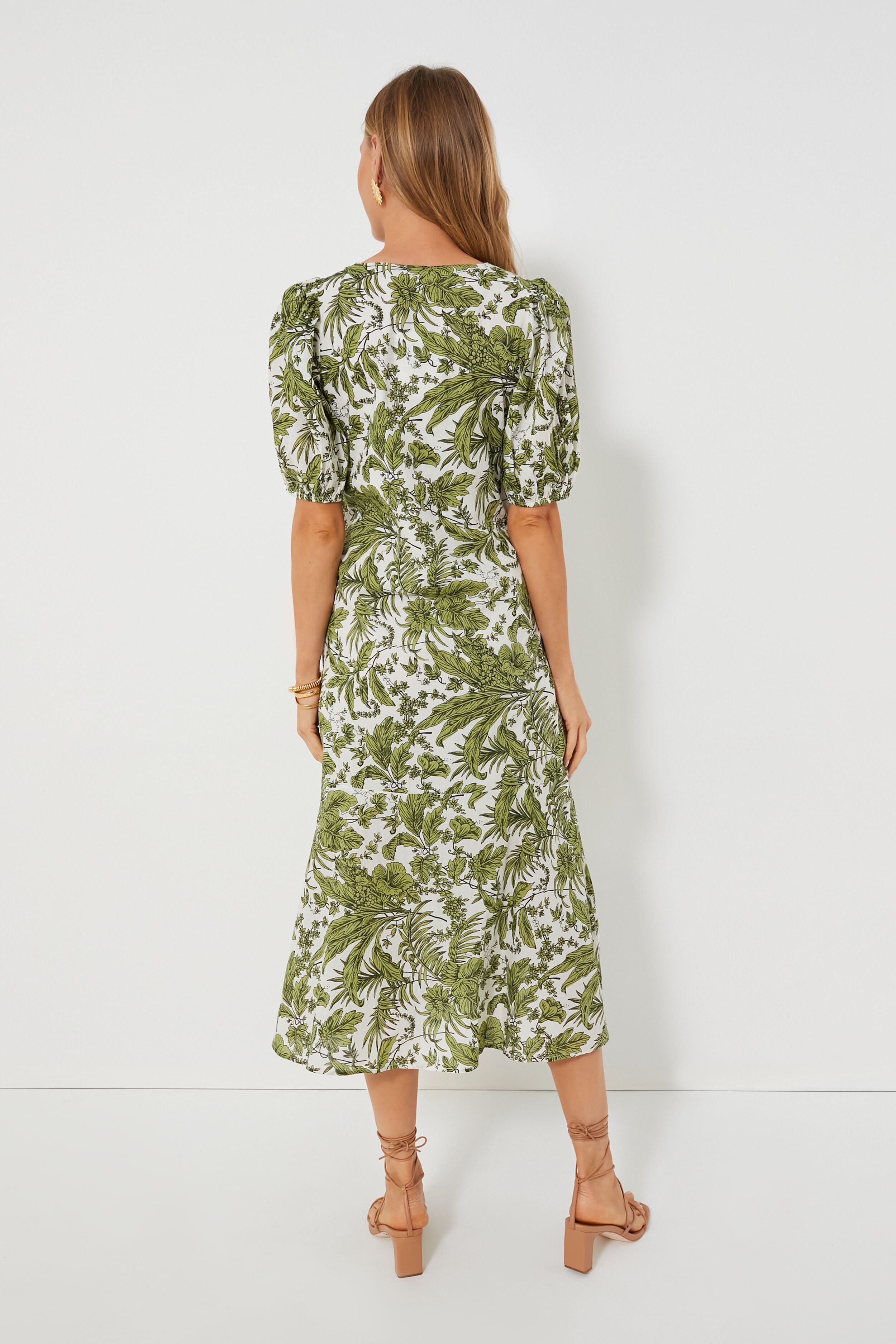 Green Leaf Myers Midi Dress-Charming Tale Store