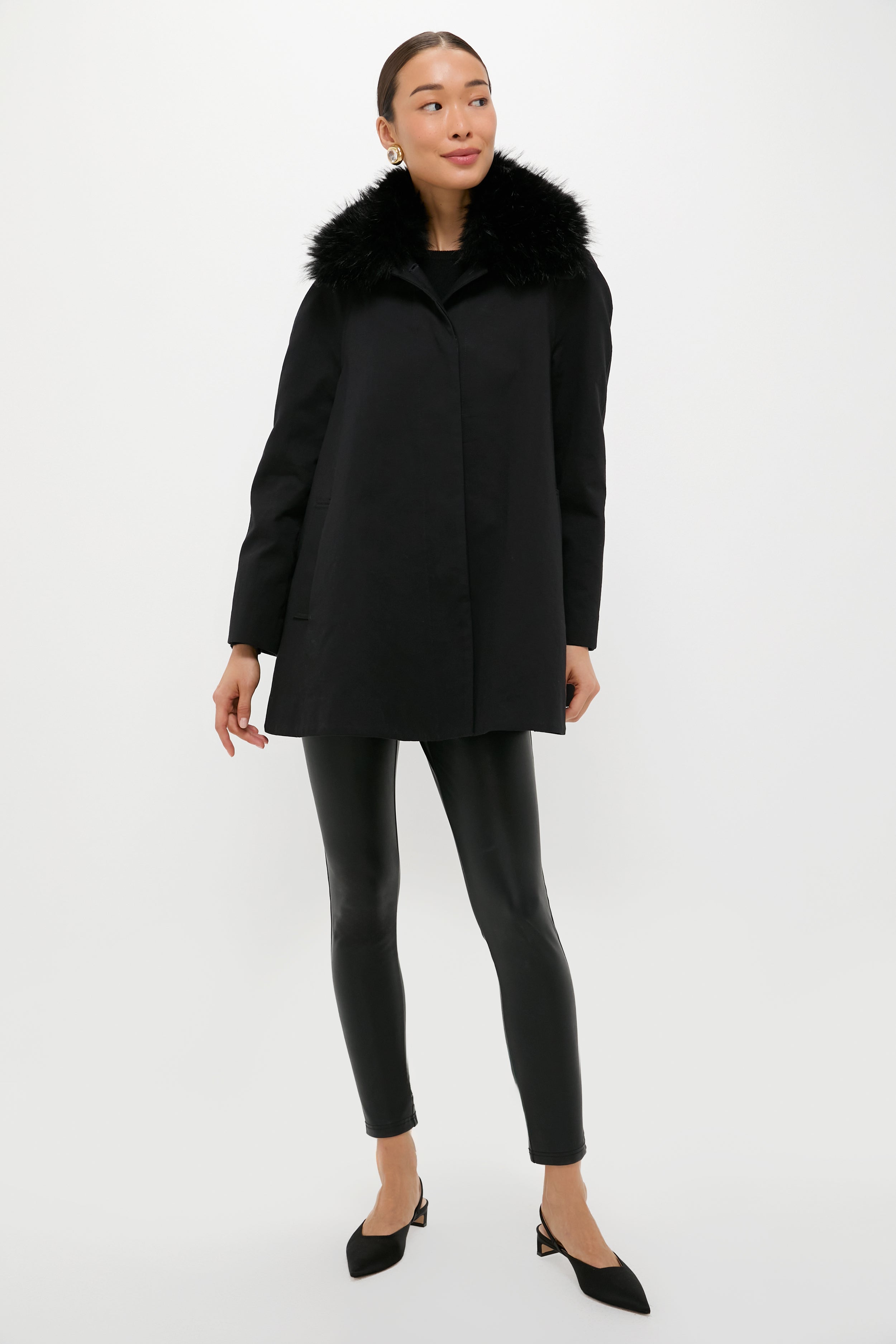 Fur Collar Cecile Swing Cape-Charming Tale Store