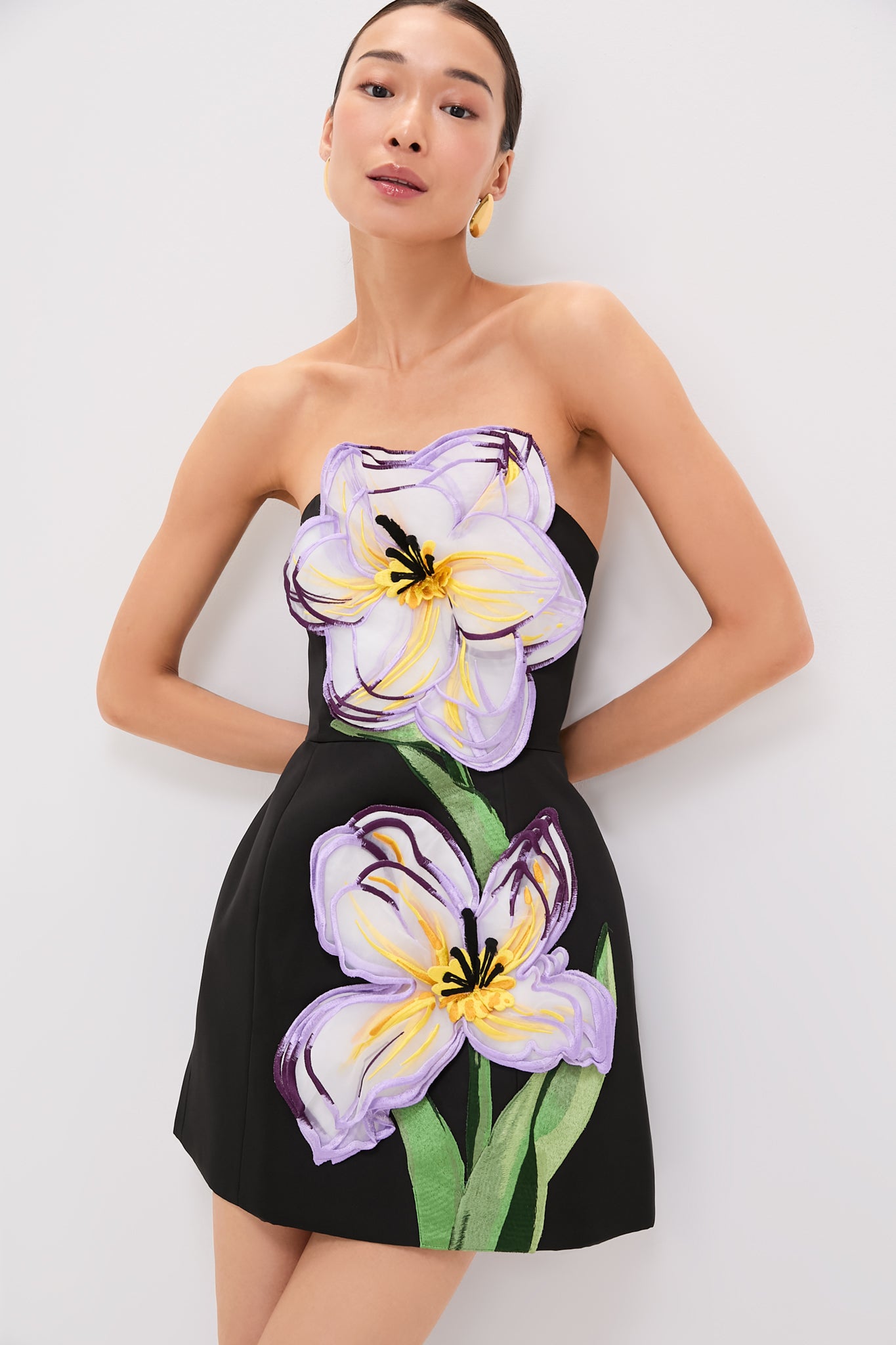 Ebony Iris Print Rosalie Mini Dress-Charming Tale Store
