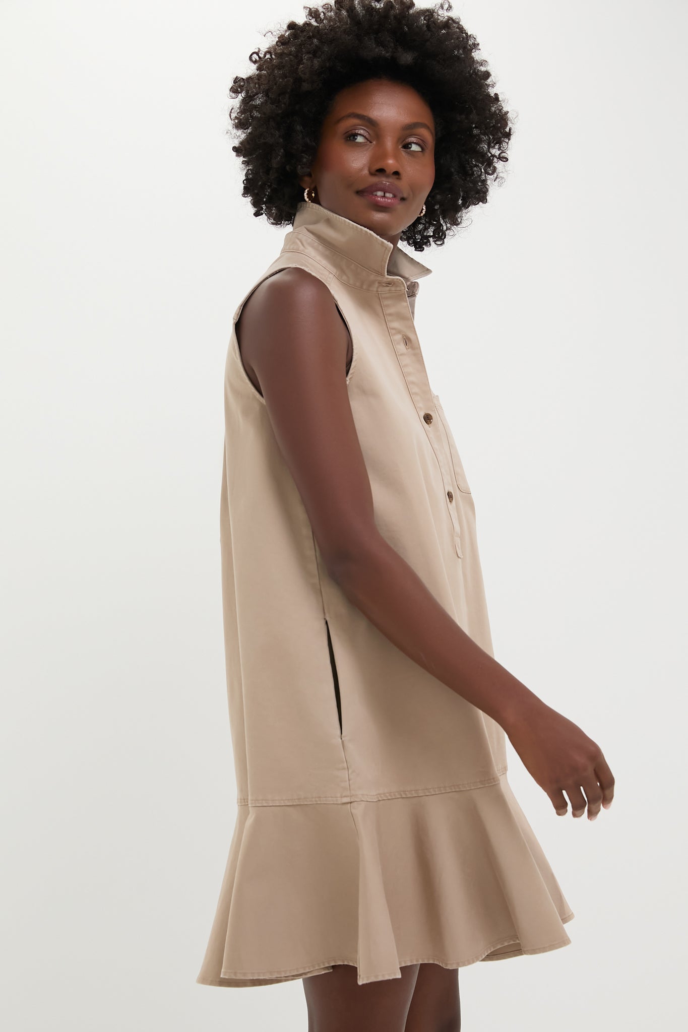 Tan Khaki Sleeveless Callahan Dress-Charming Tale Store