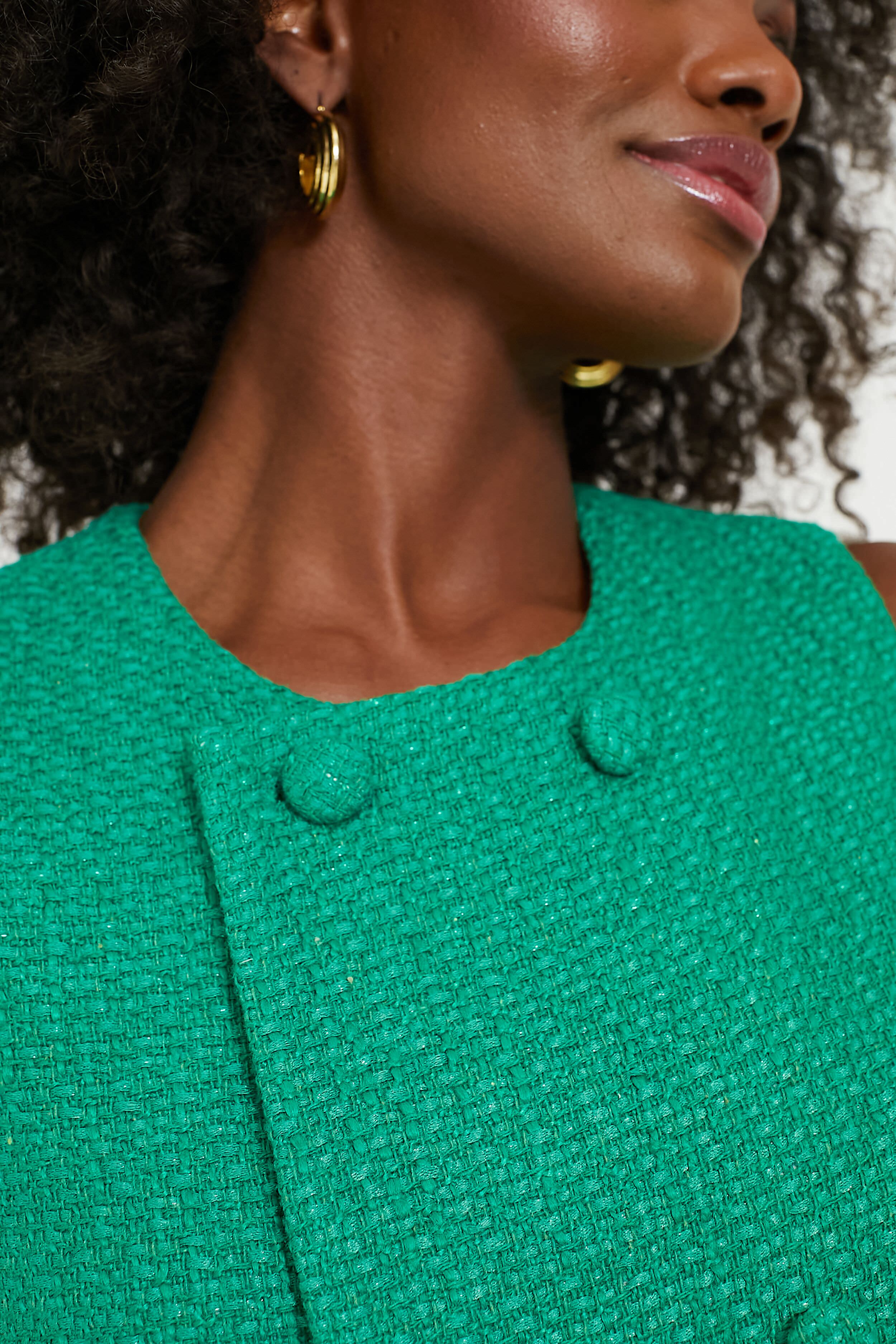 Emerald Green Tweed Bianca Dress-Charming Tale Store
