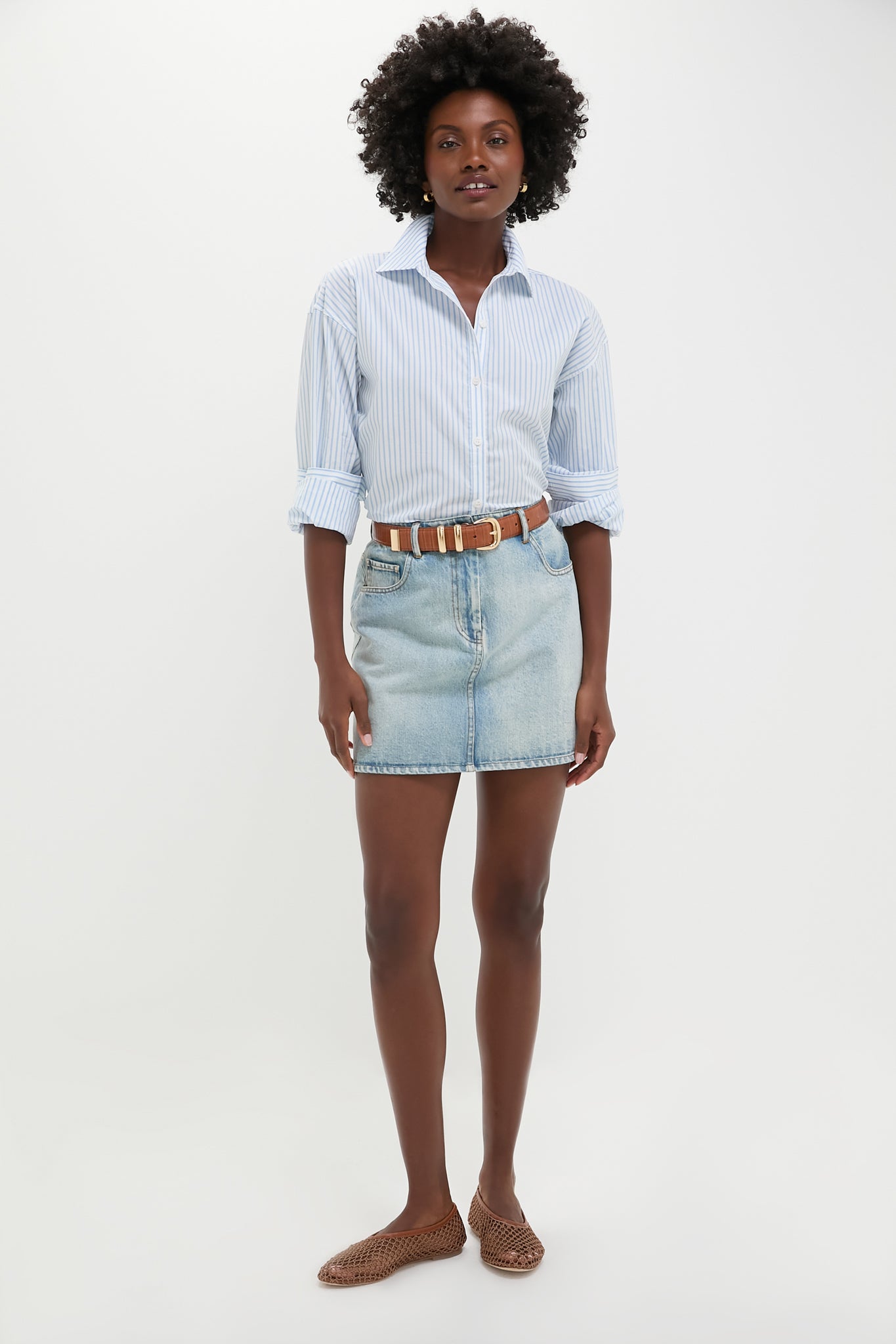 Chambray and White Stripe Wexler Button Down-Charming Tale Store