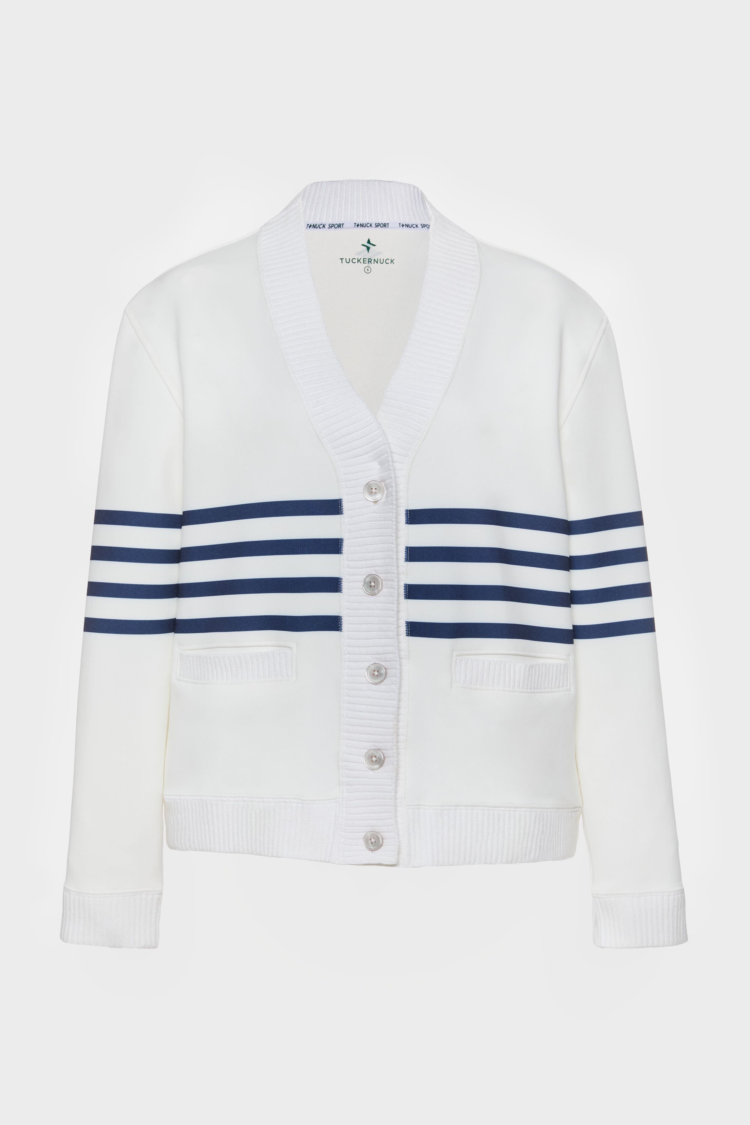 White Striped Charley Cardigan-Charming Tale Store