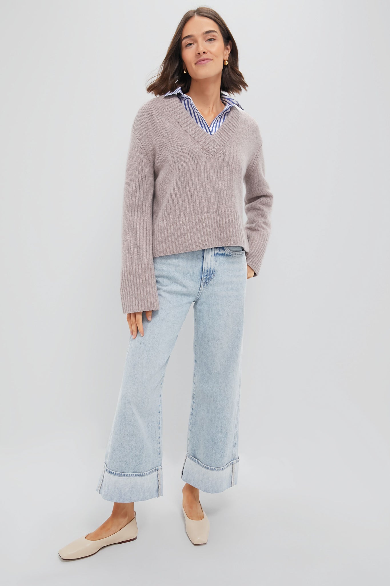 Wheat Rory Cashmere V-Neck Sweater-Charming Tale Store