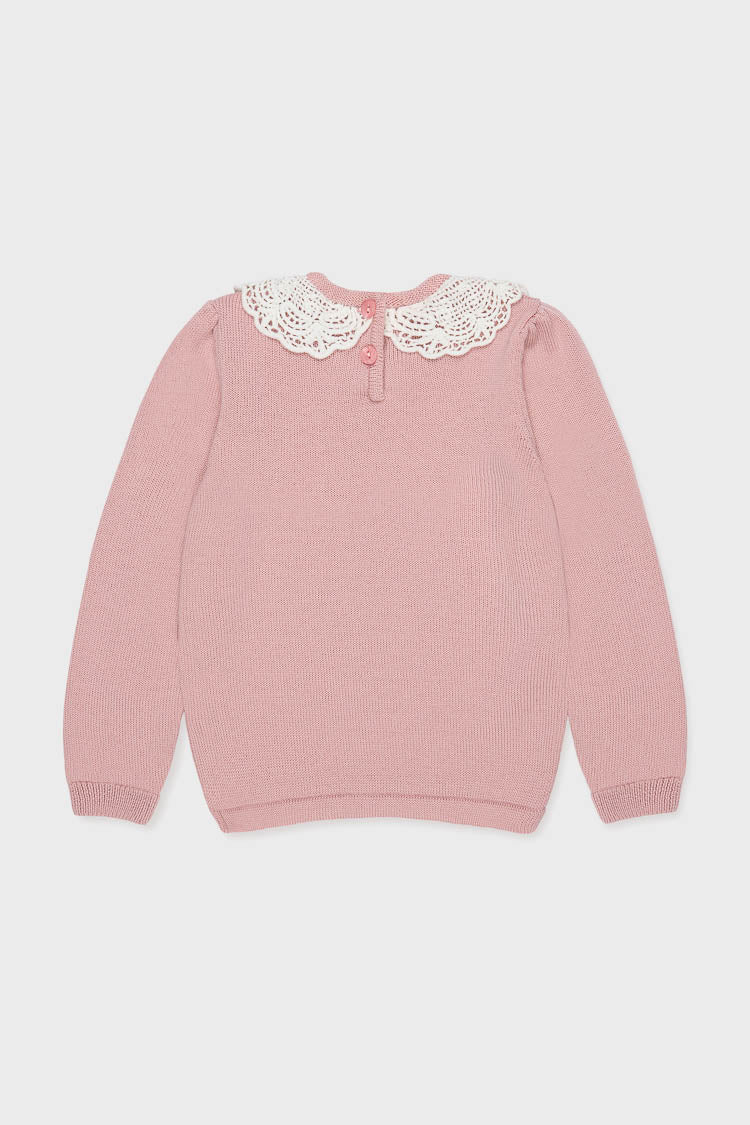 Dusty Pink Blanca Merino Wool Girl Jumper-Charming Tale Store