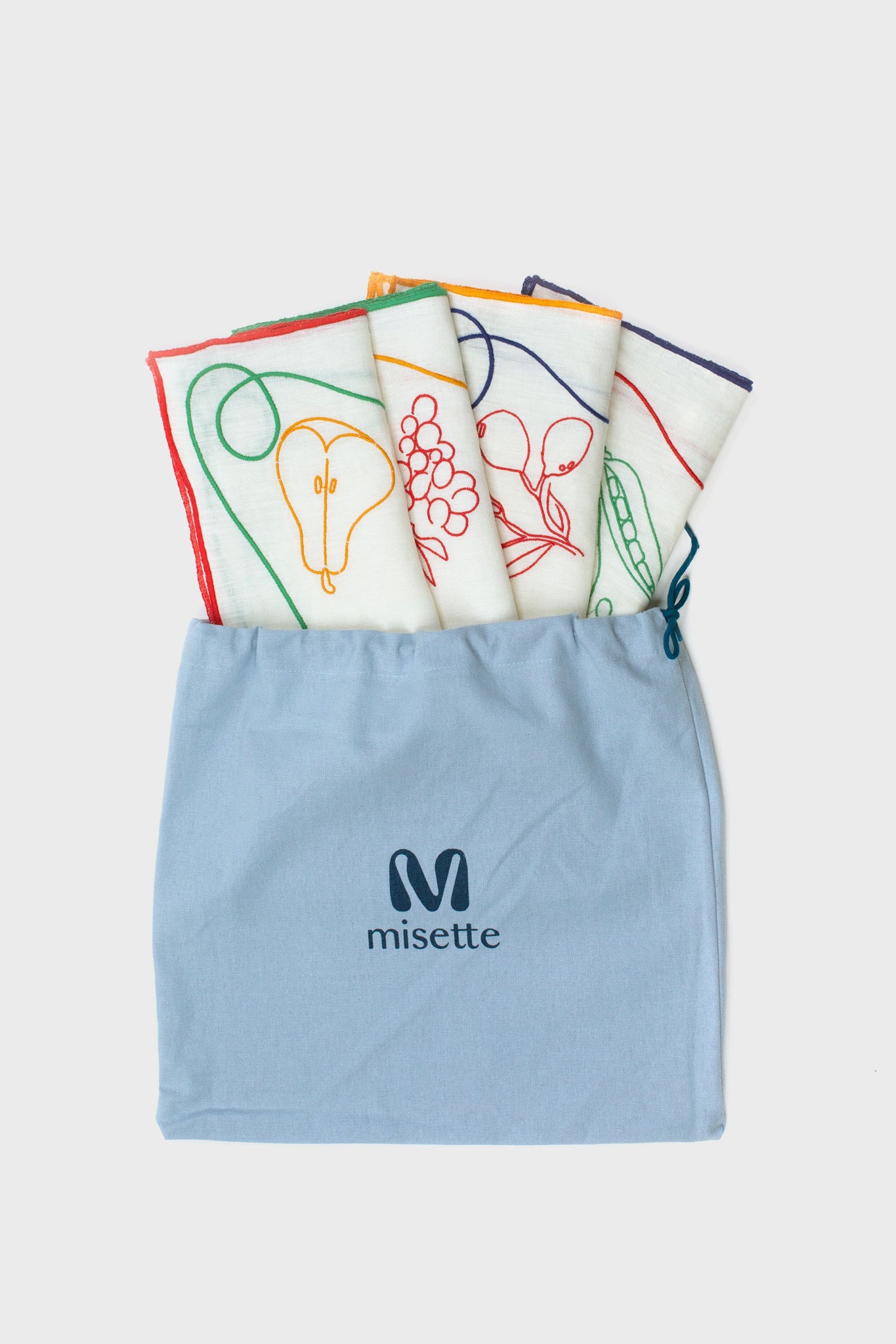 Fruits & Veggies Embroidered Linen Napkins (Set of 4)-Charming Tale Store