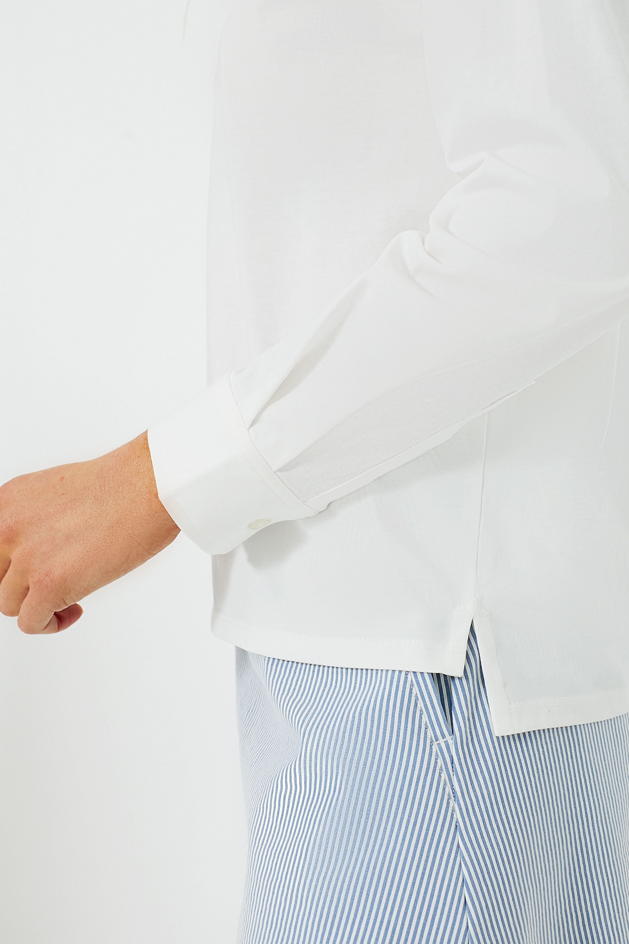 White Long Sleeve Performance Cotton Harrison Polo-Charming Tale Store