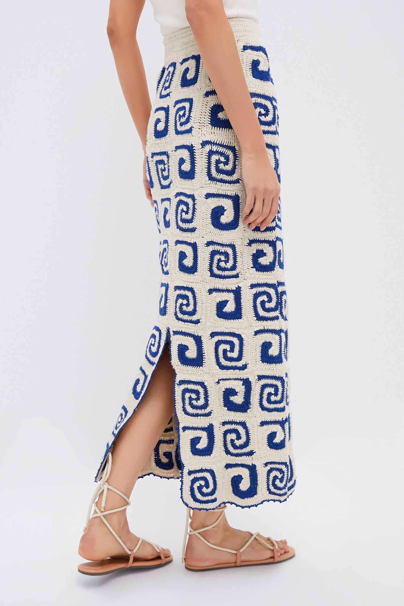 Blue Swirl Crochet Ana Skirt-Charming Tale Store