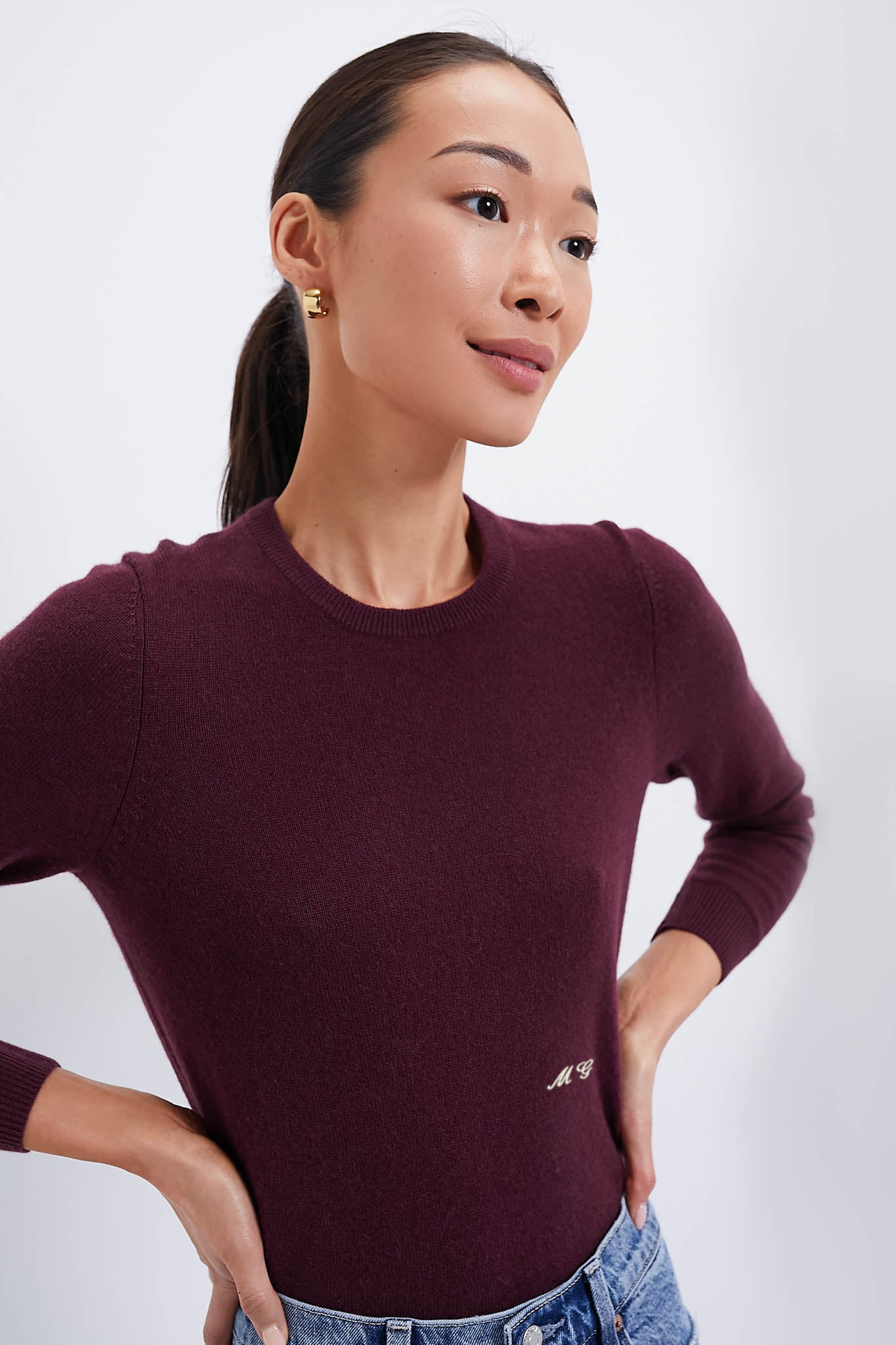 Winetasting Cashmere Crewneck Sweater-Charming Tale Store