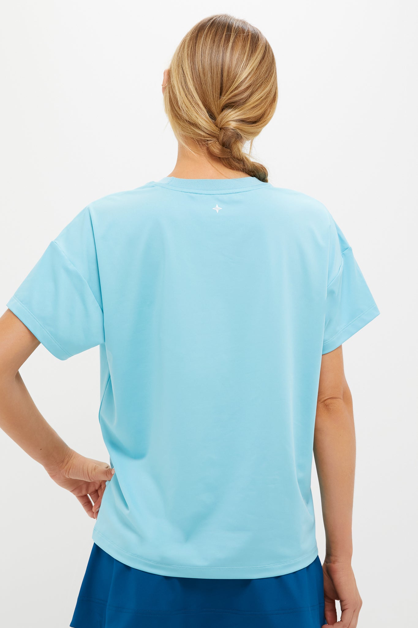 Bright Blue Short Sleeve Performance Jersey Ryan Boyfriend Tee-Charming Tale Store