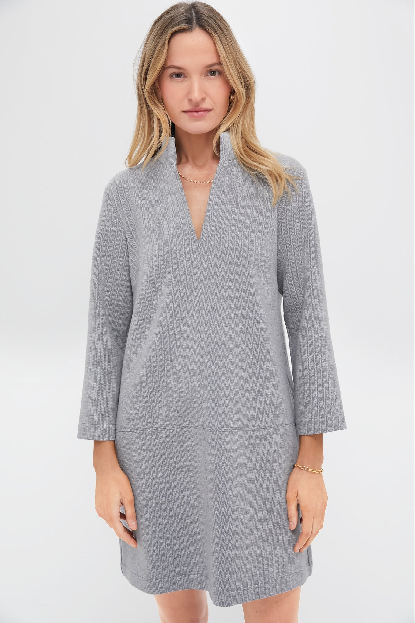 Gray Herringbone Clifton Dress-Charming Tale Store
