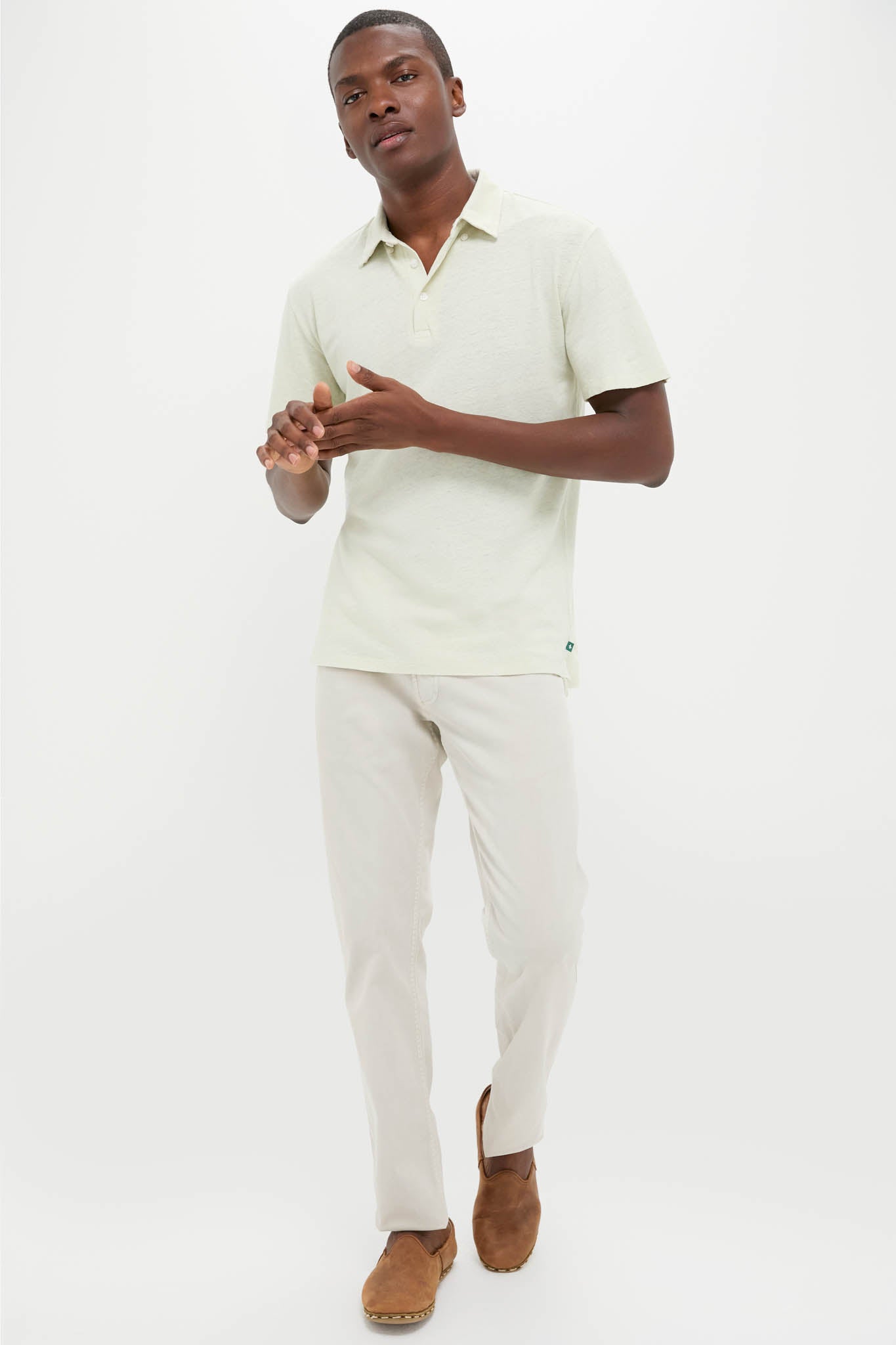 Sea Moss Drift Linen Polo-Charming Tale Store