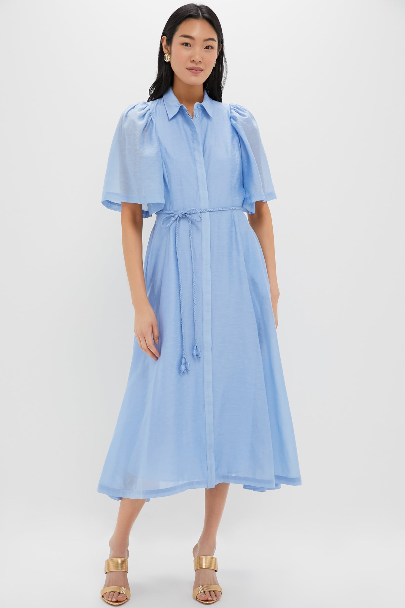 Powder Blue Cindy Midi Dress-Charming Tale Store