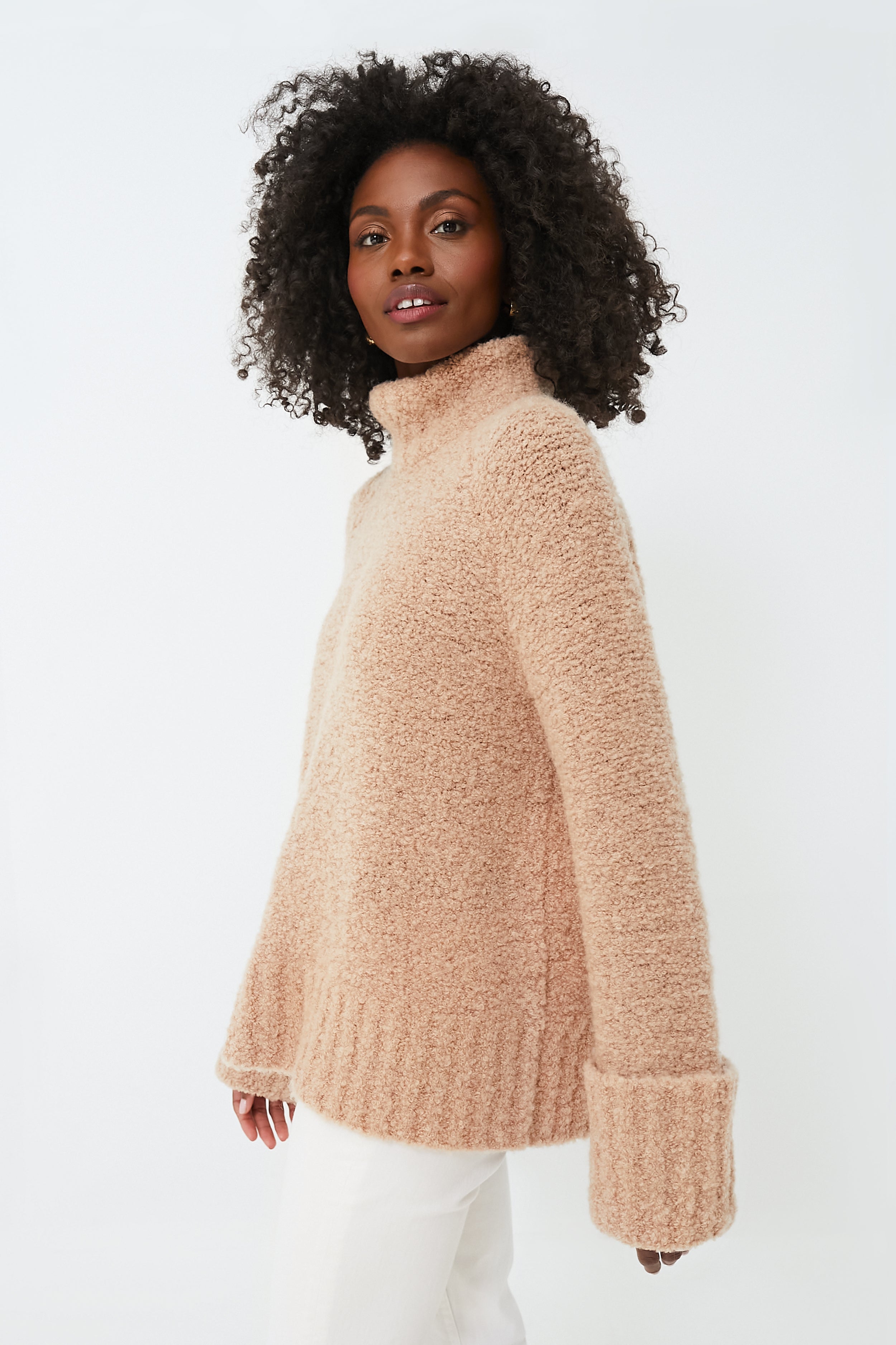 Camel Boucle Theo Turtleneck-Charming Tale Store
