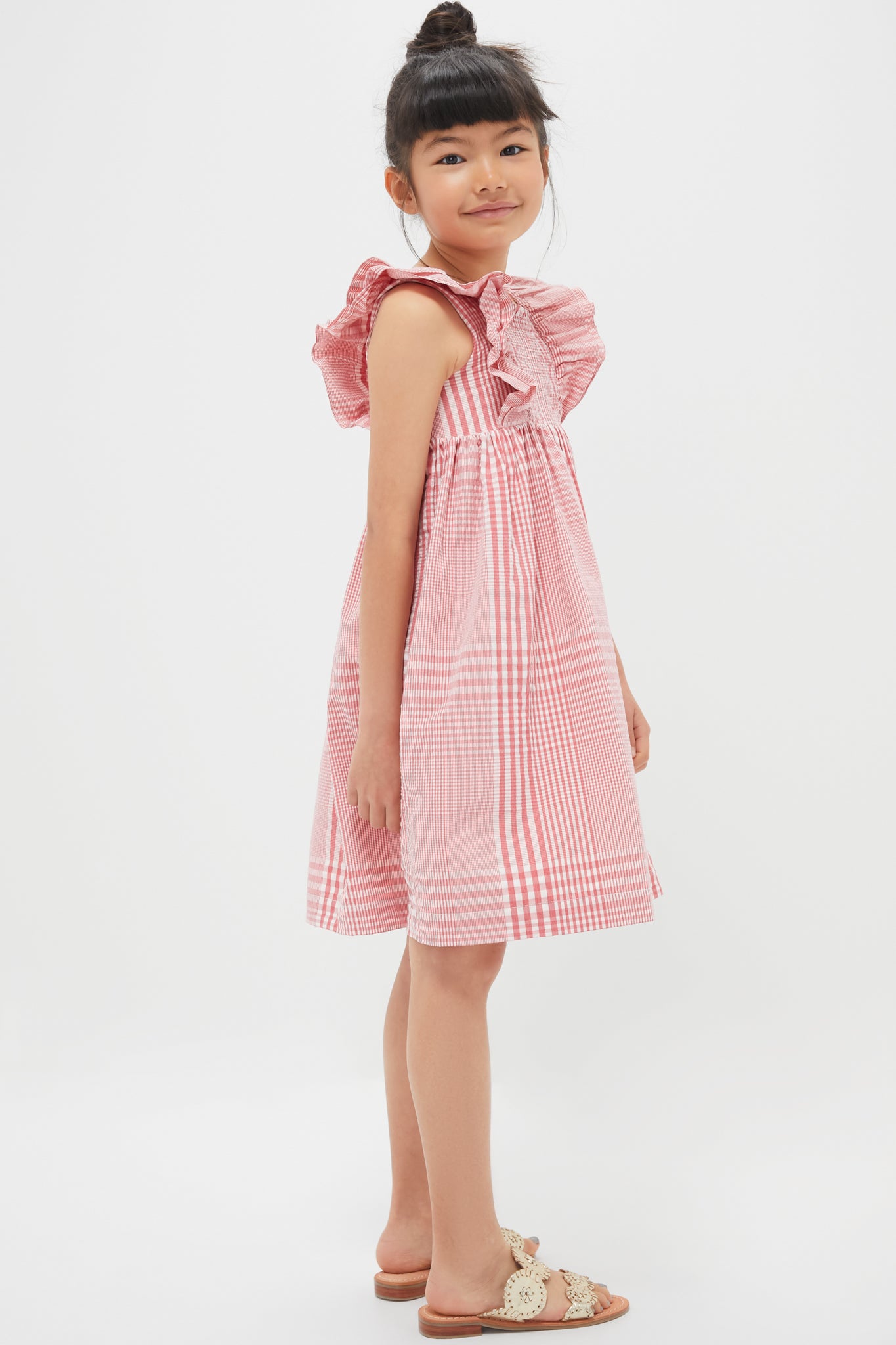 Red Smocked Sleeveless Dress-Charming Tale Store