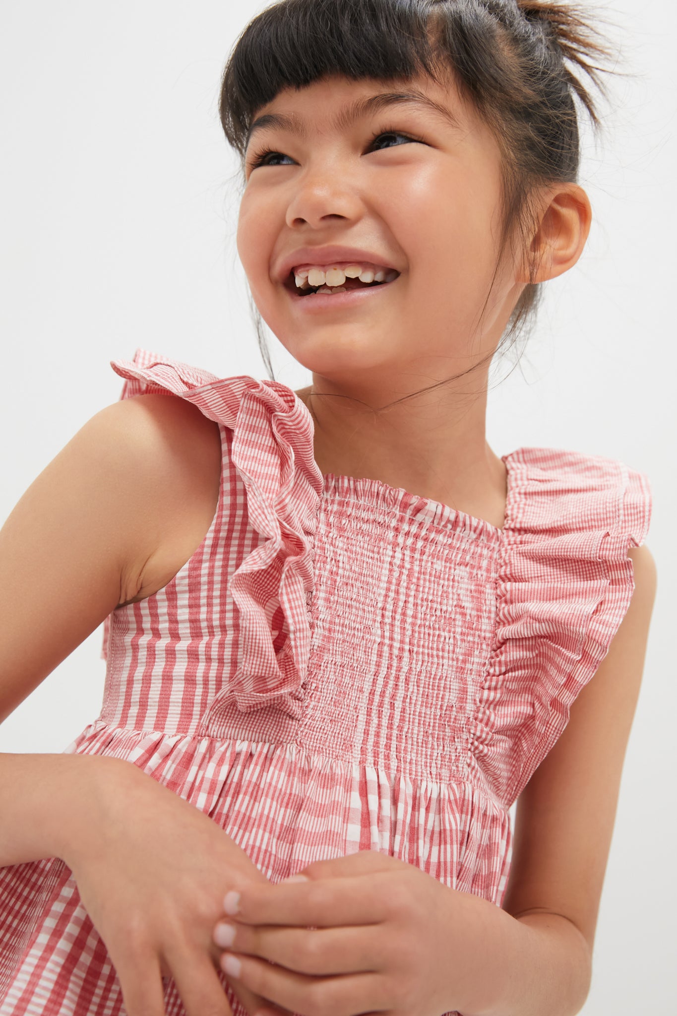 Red Smocked Sleeveless Dress-Charming Tale Store