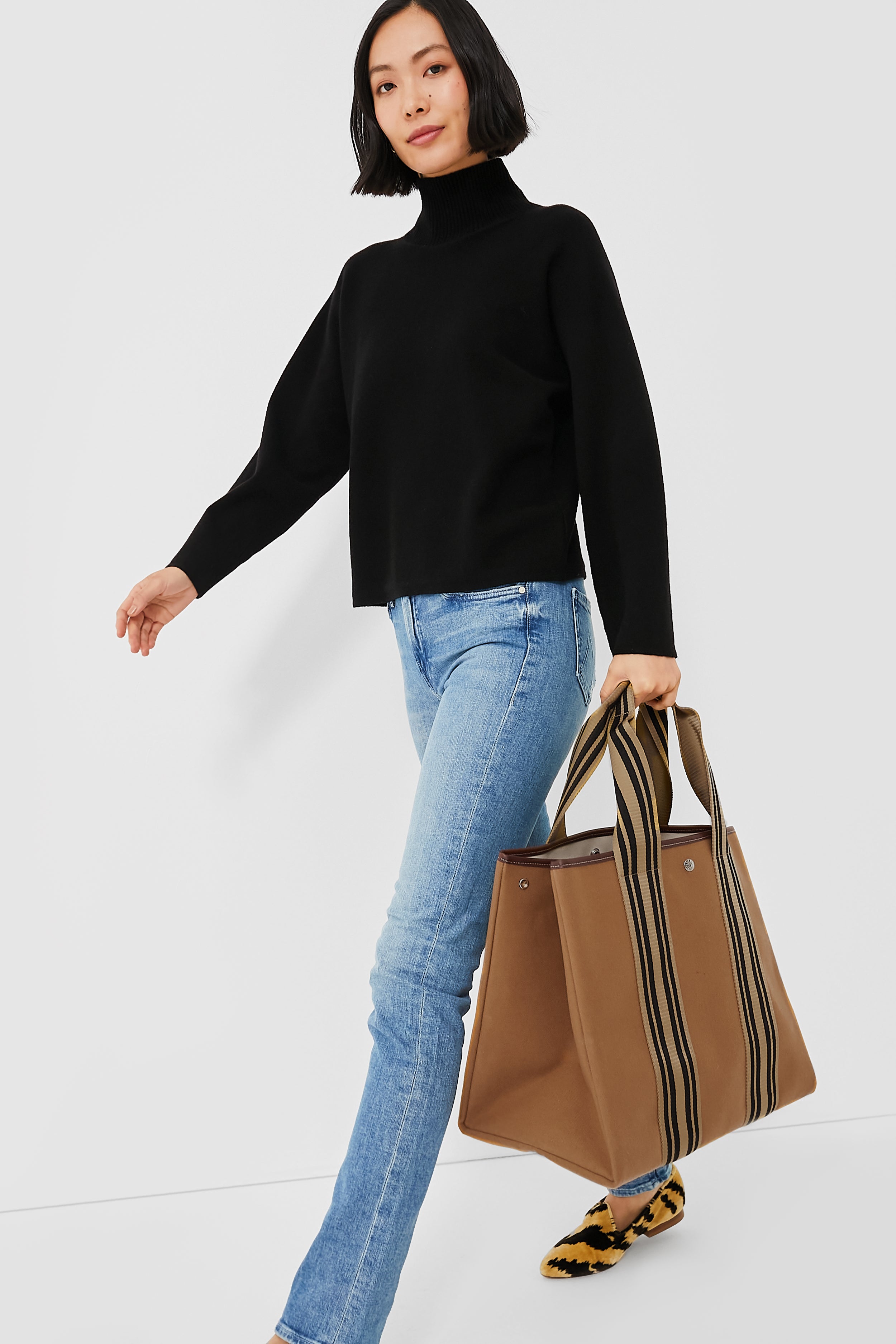 Camel Flannel Equestrian Traversee L Tote-Charming Tale Store