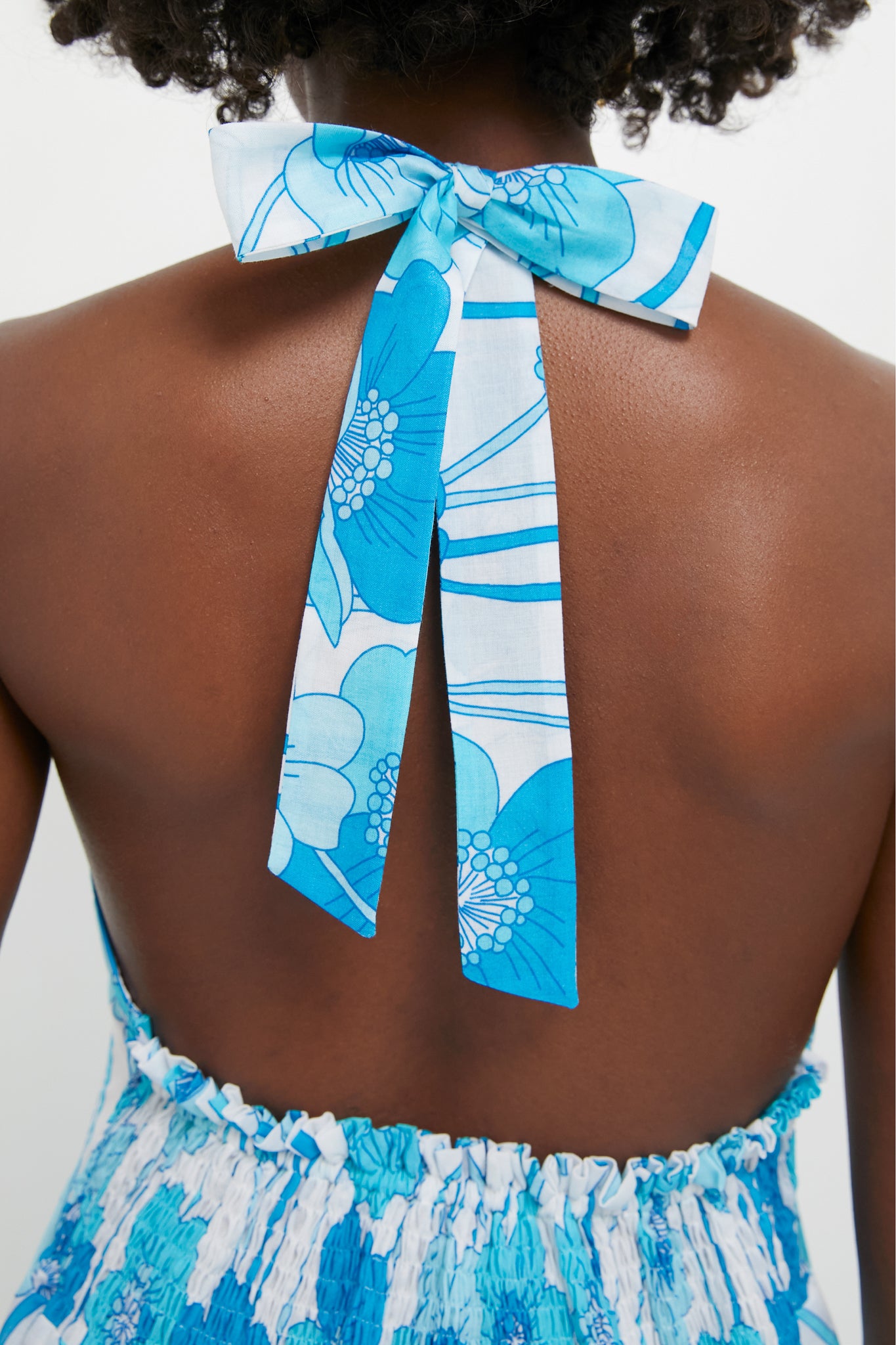 Flowers Waves Maui Halter Midi Dress-Charming Tale Store